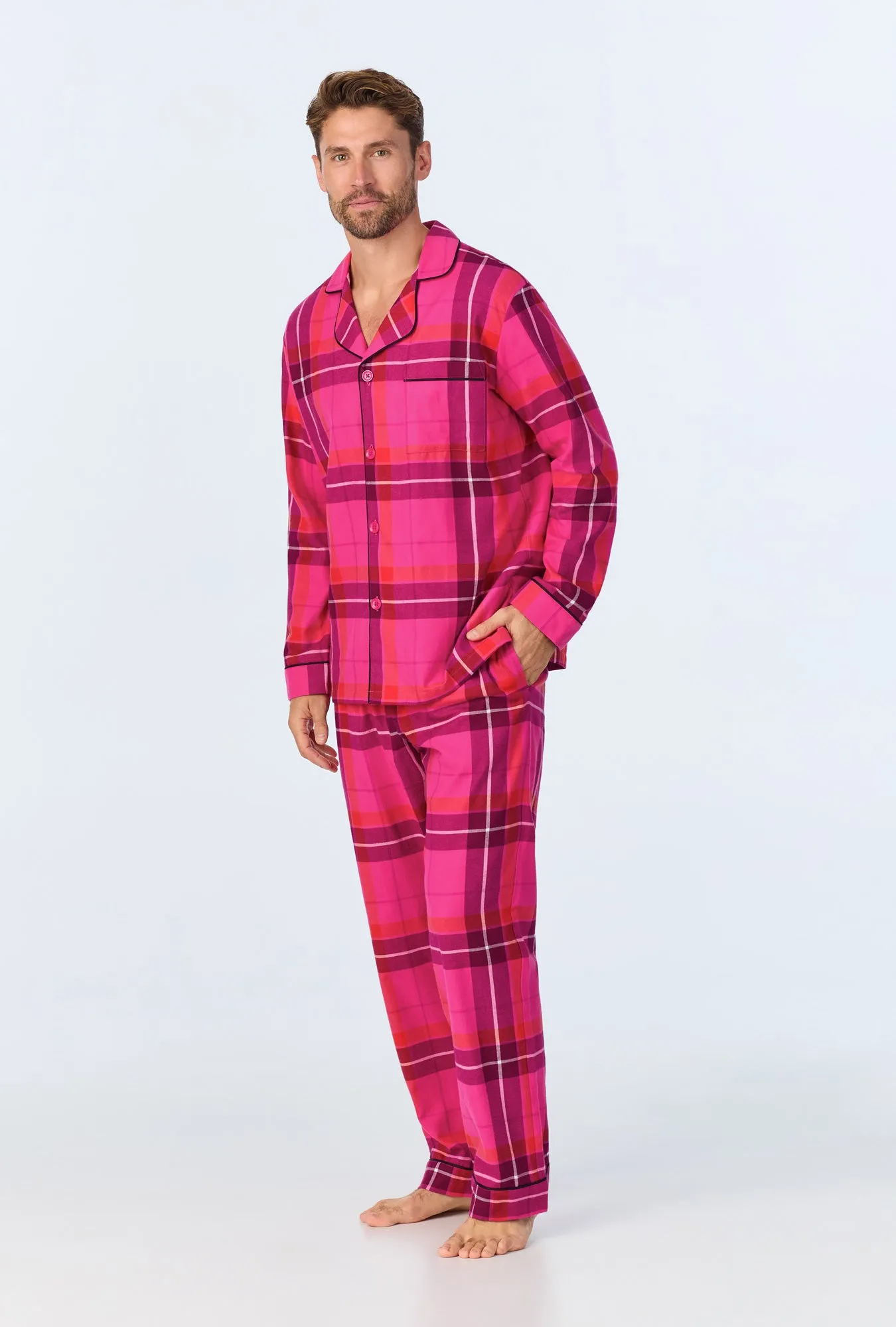BedHead x Mr. Turk Aurora Plaid Men's Long Sleeve Classic Woven Portuguese Flannel PJ Set sold by BedHead product image thumbnail 3
