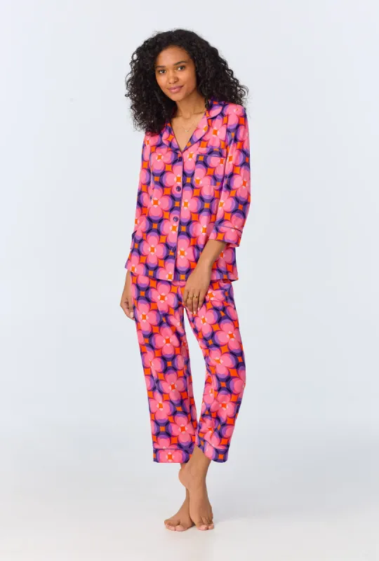 BedHead x Trina Turk Space Cat  3/4 Sleeve Classic Stretch Jersey Cropped PJ Set sold by BedHead