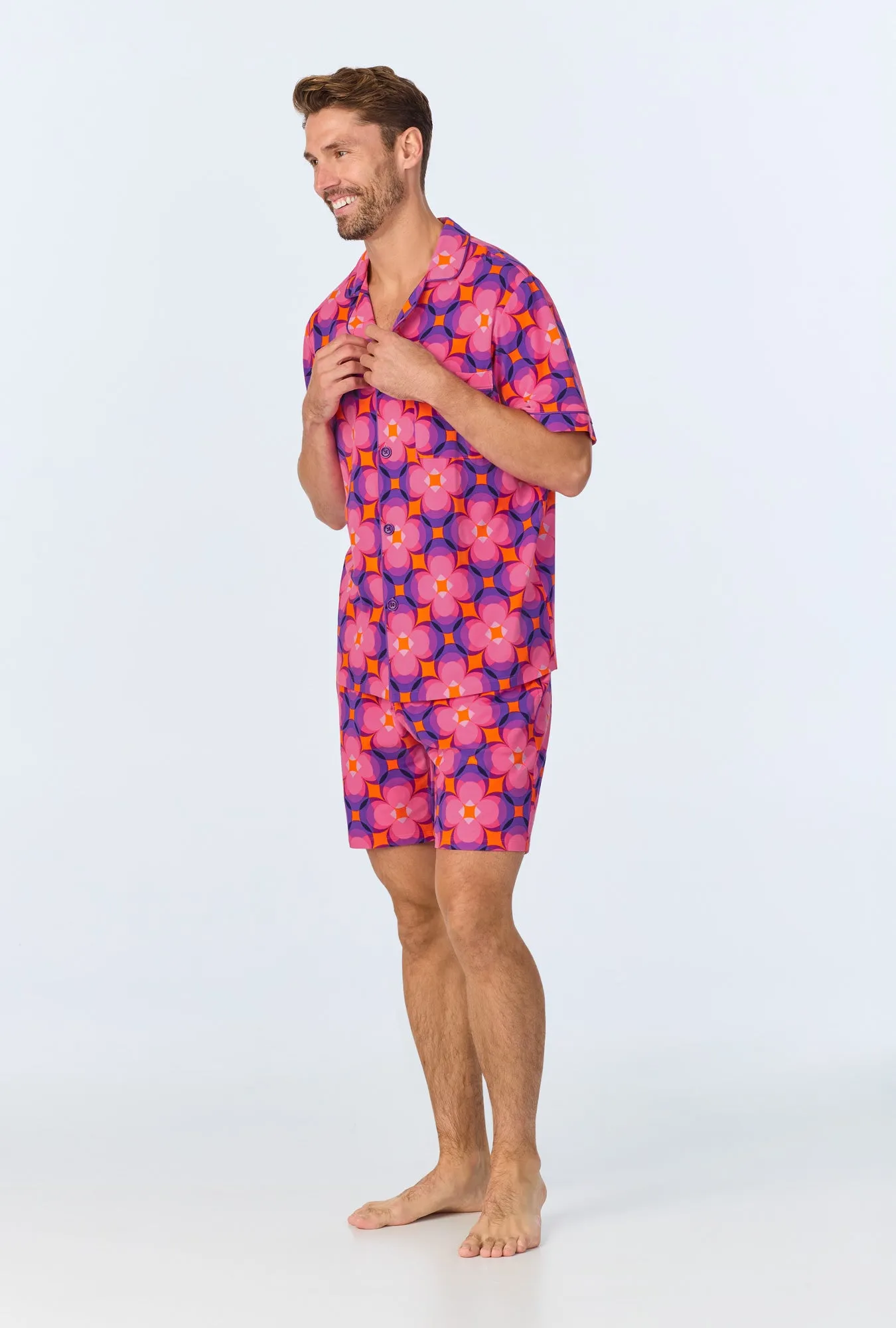 BedHead x Mr. Turk Space Cat Men's Short Sleeve Notch Stretch Jersey Short PJ Set sold by BedHead product image thumbnail 2