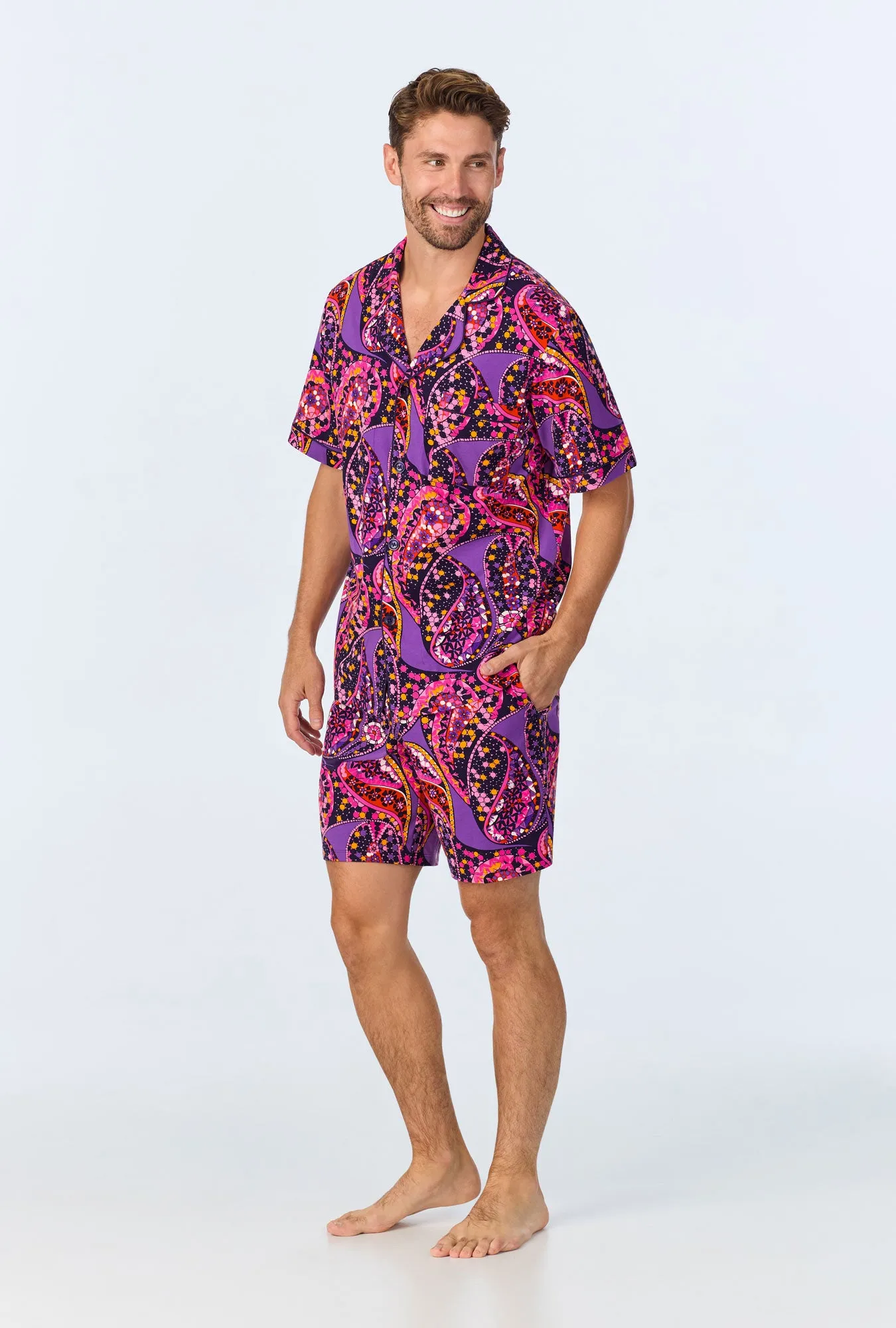 BedHead x Mr. Turk Tangled Paisley Men's Short Sleeve Notch Stretch Jersey Short PJ Set sold by BedHead product image thumbnail 2