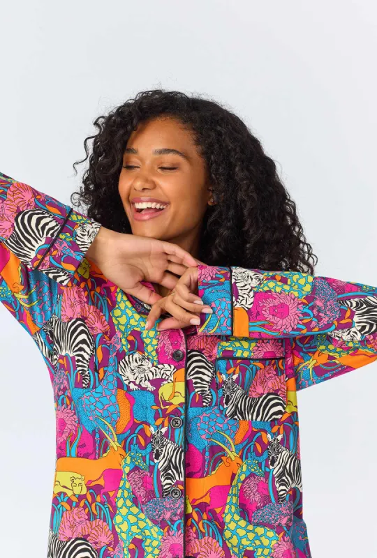 BedHead x Trina Turk Jungle Long Sleeve Classic Stretch Jersey PJ Set sold by BedHead