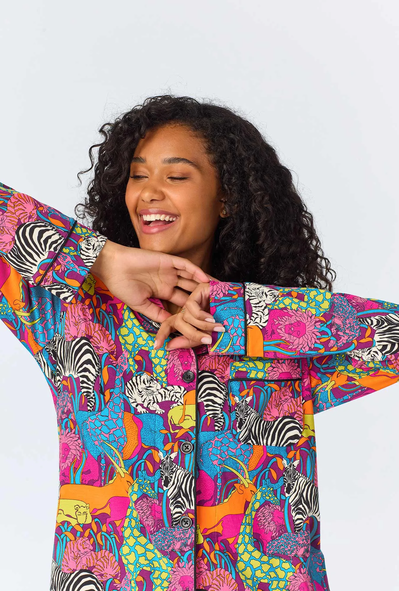 BedHead x Trina Turk Jungle Long Sleeve Classic Stretch Jersey PJ Set sold by BedHead