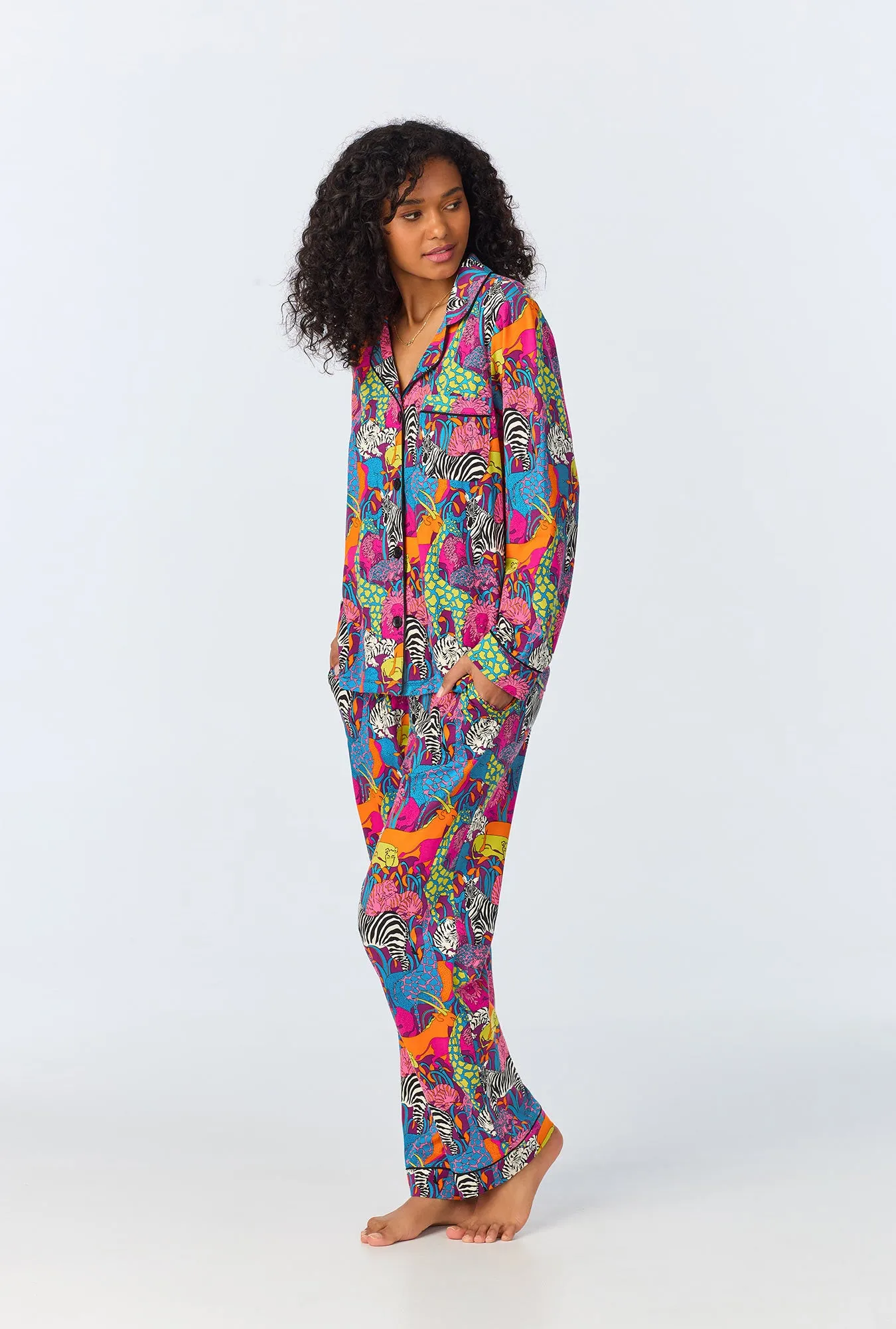 BedHead x Trina Turk Jungle Long Sleeve Classic Stretch Jersey PJ Set sold by BedHead product image thumbnail 3