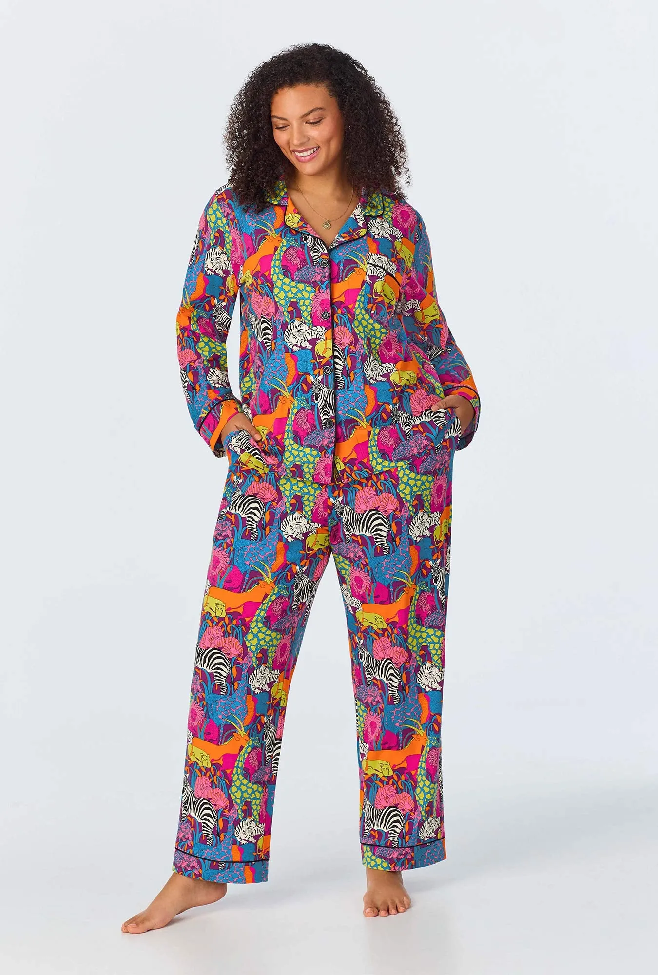 BedHead x Trina Turk Jungle Long Sleeve Classic Stretch Jersey PJ Set sold by BedHead product image thumbnail 5