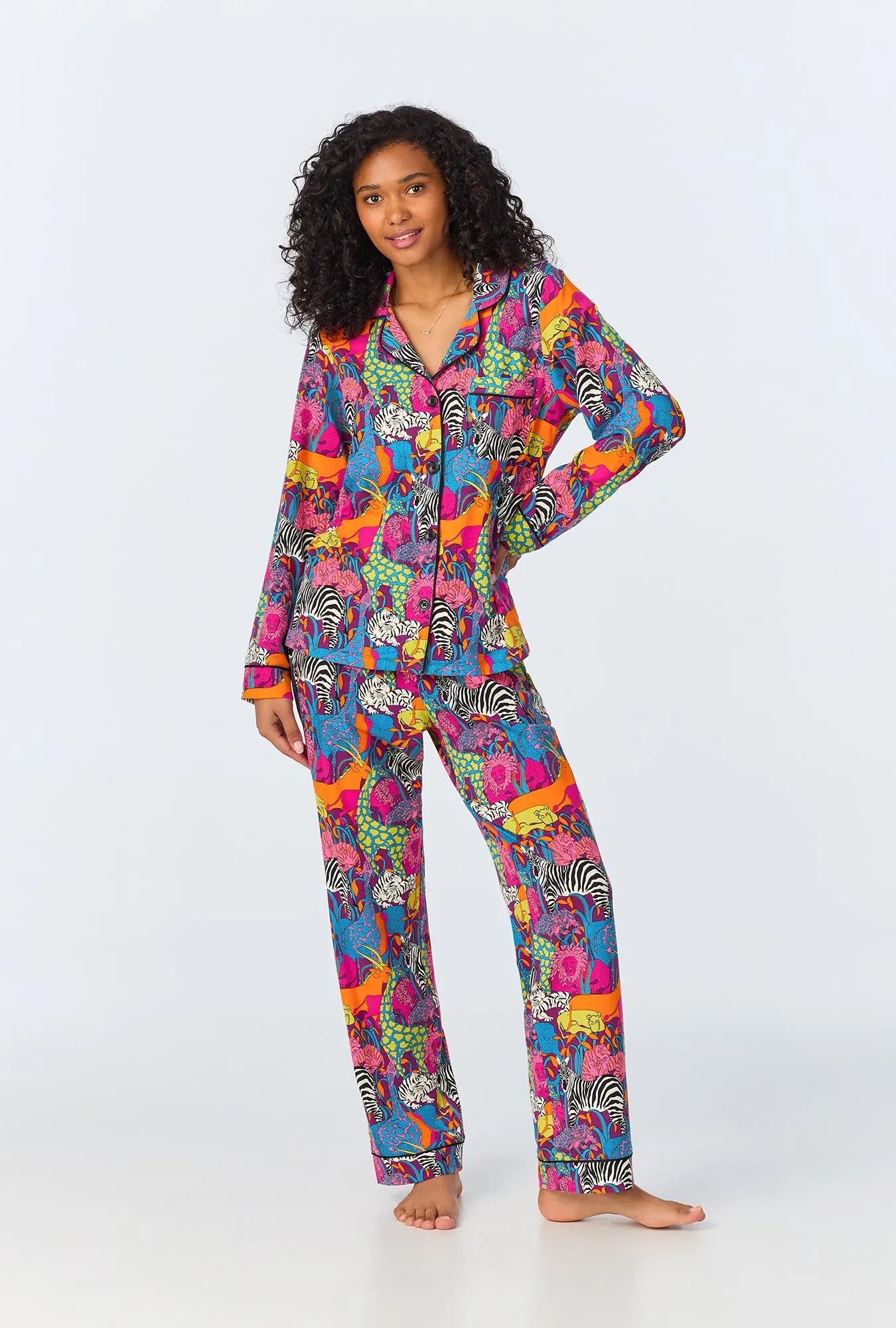 BedHead x Trina Turk Jungle Long Sleeve Classic Stretch Jersey PJ Set sold by BedHead product image thumbnail 2