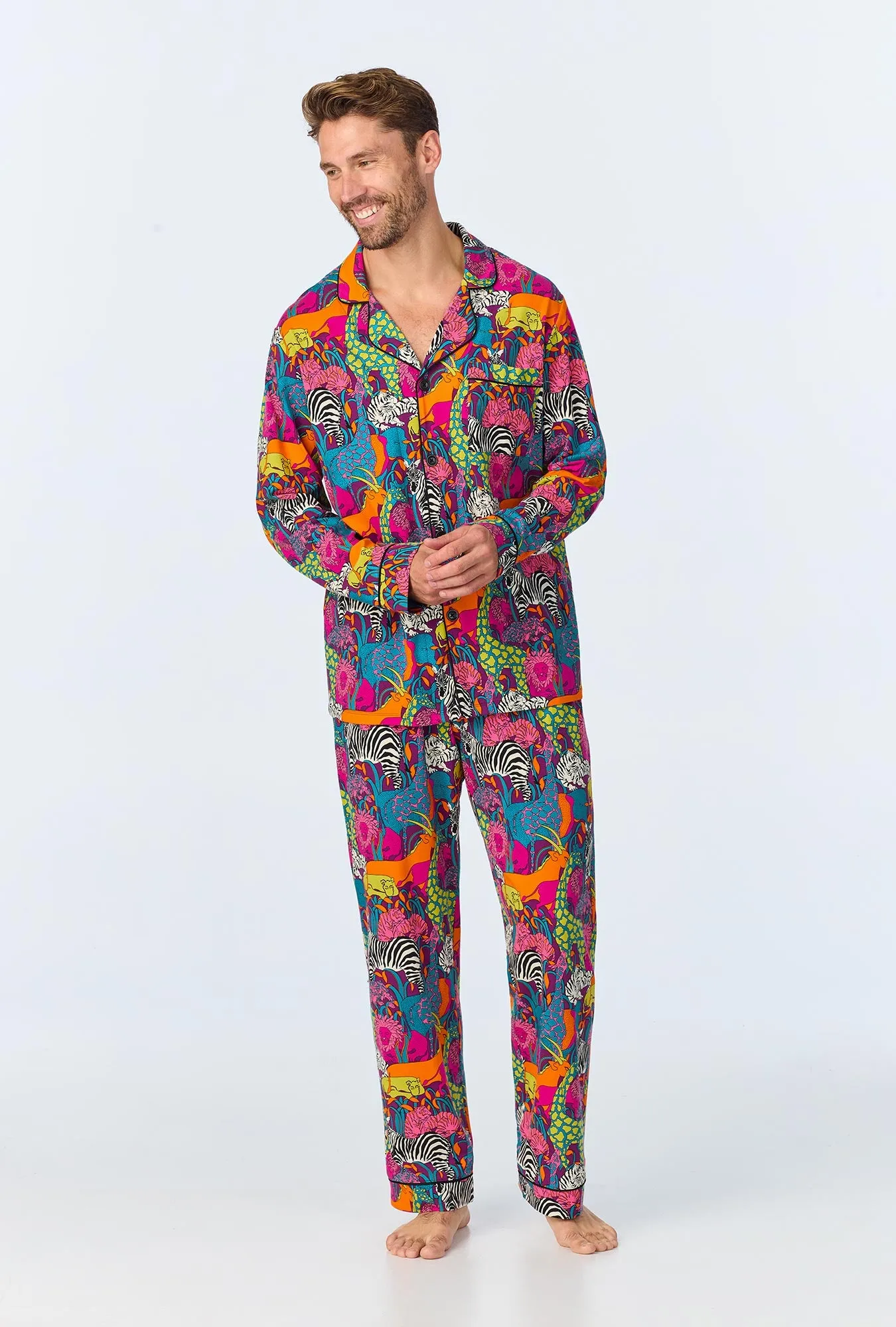 BedHead x Mr. Turk Jungle Men's Long Sleeve Classic Stretch Jersey PJ Set sold by BedHead