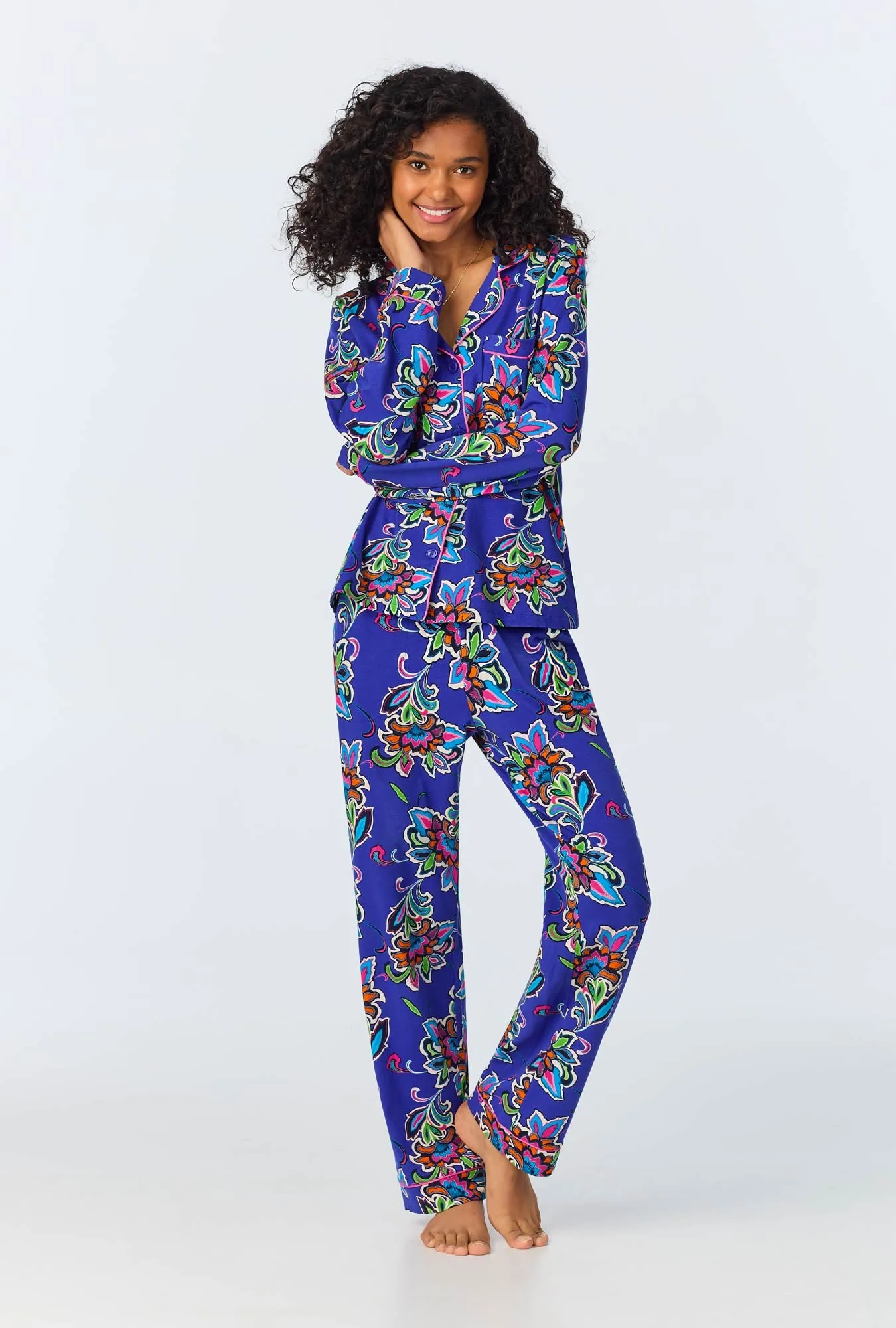 BedHead x Trina Turk Paisley Flower Long Sleeve Classic Stretch Jersey PJ Set sold by BedHead product image thumbnail 2