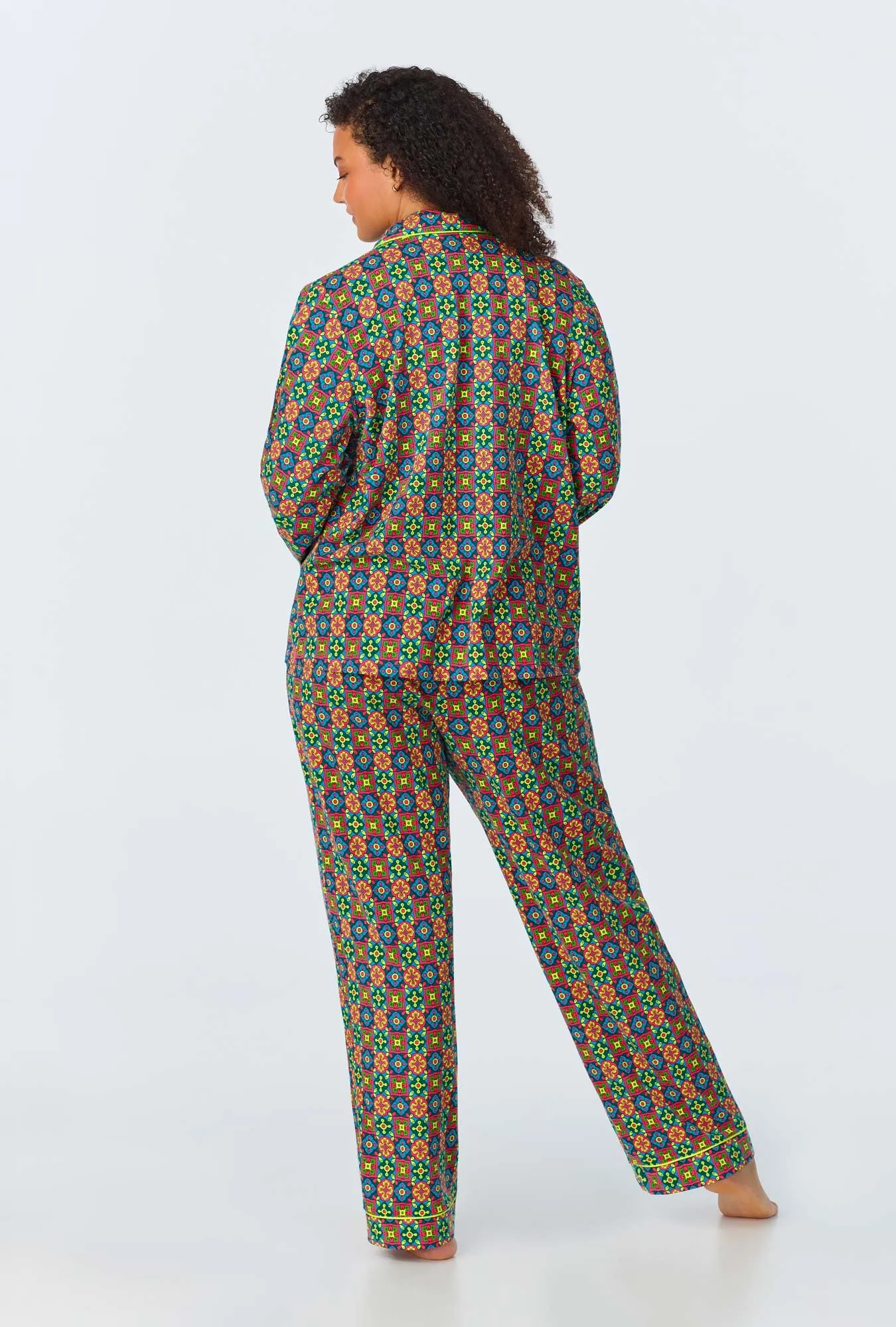 BedHead x Trina Turk Pretty Tiles Long Sleeve Classic Stretch Jersey PJ Set sold by BedHead product image thumbnail 5