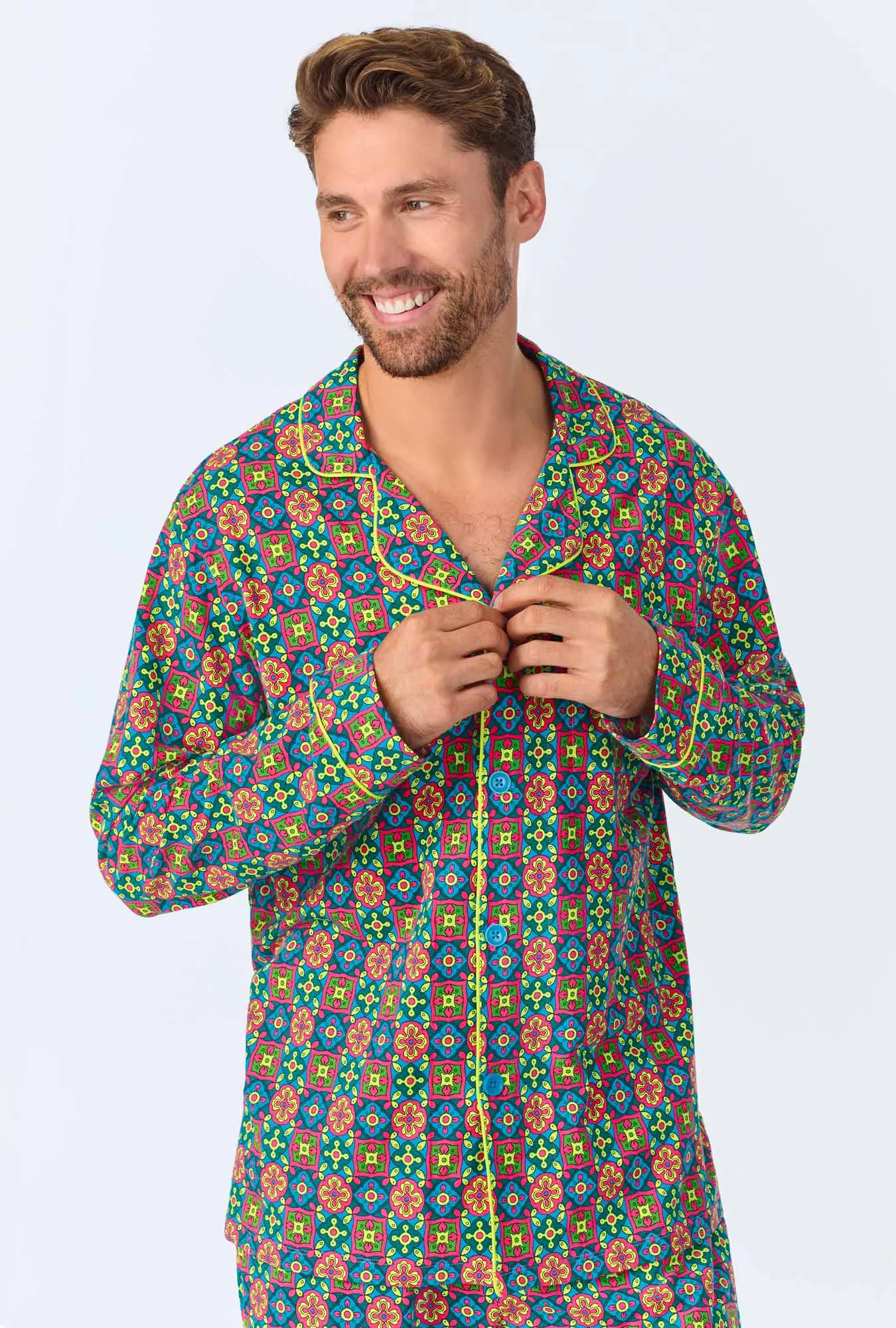 BedHead x Mr. Turk Pretty Tiles Men's Long Sleeve Classic Stretch Jersey PJ Set sold by BedHead product image thumbnail 4