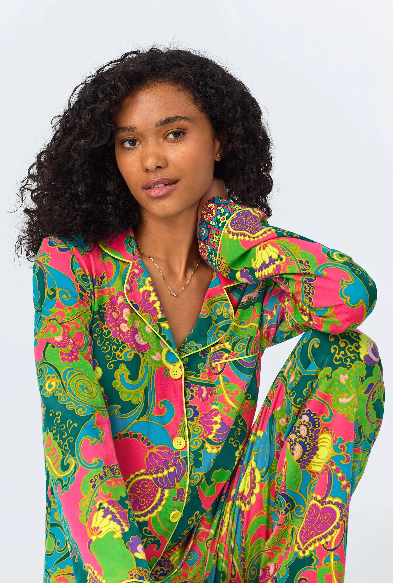 BedHead x Trina Turk Turkish Delight Long Sleeve Classic Stretch Jersey PJ Set sold by BedHead