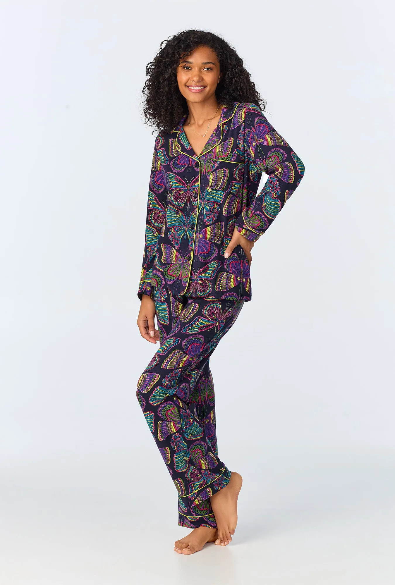 BedHead x Trina Turk Butterfly Long Sleeve Classic Stretch Jersey PJ Set sold by BedHead product image thumbnail 3