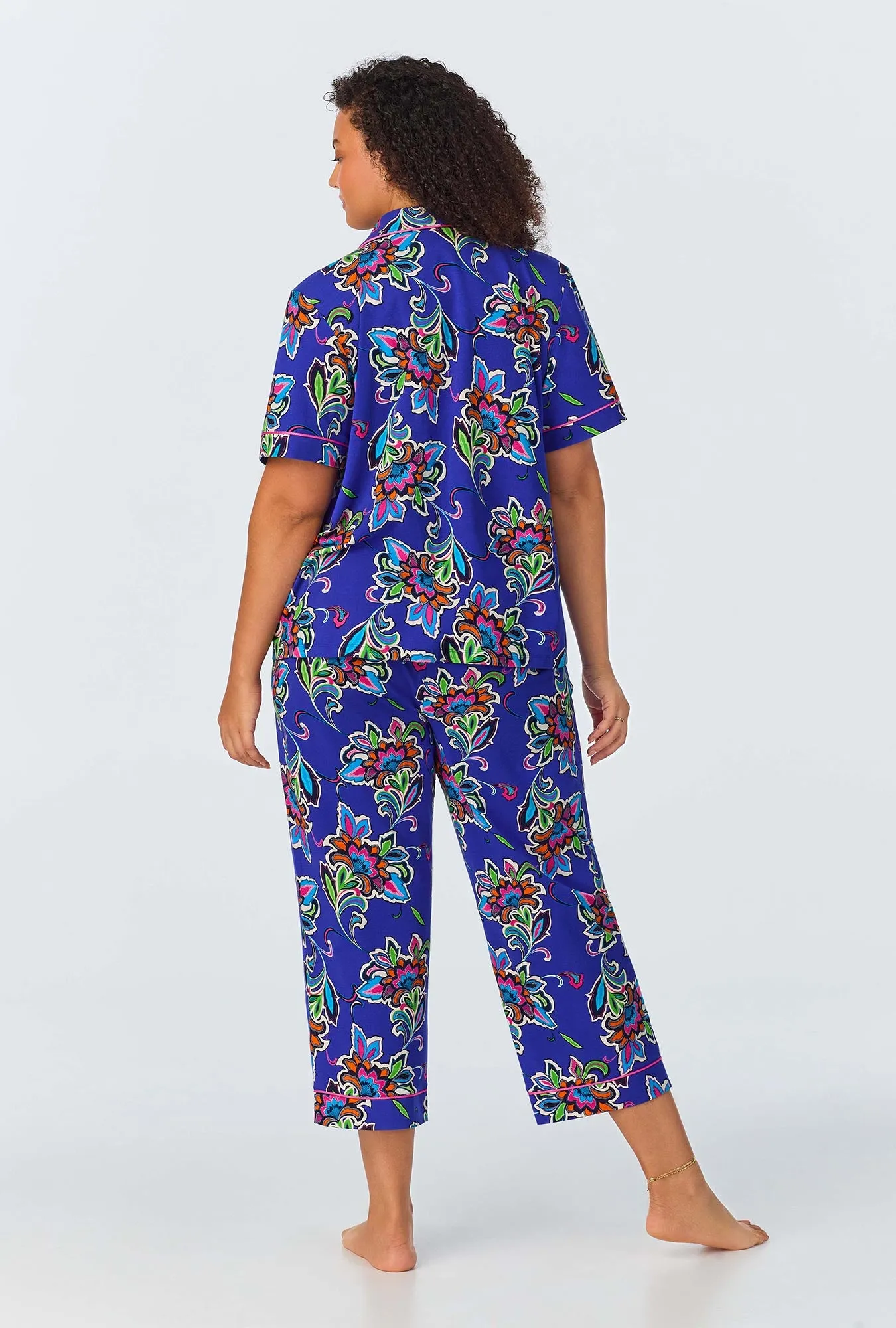 BedHead x Trina Turk Paisley Flower Short Sleeve Classic Stretch Jersey Cropped PJ Set sold by BedHead product image thumbnail 5