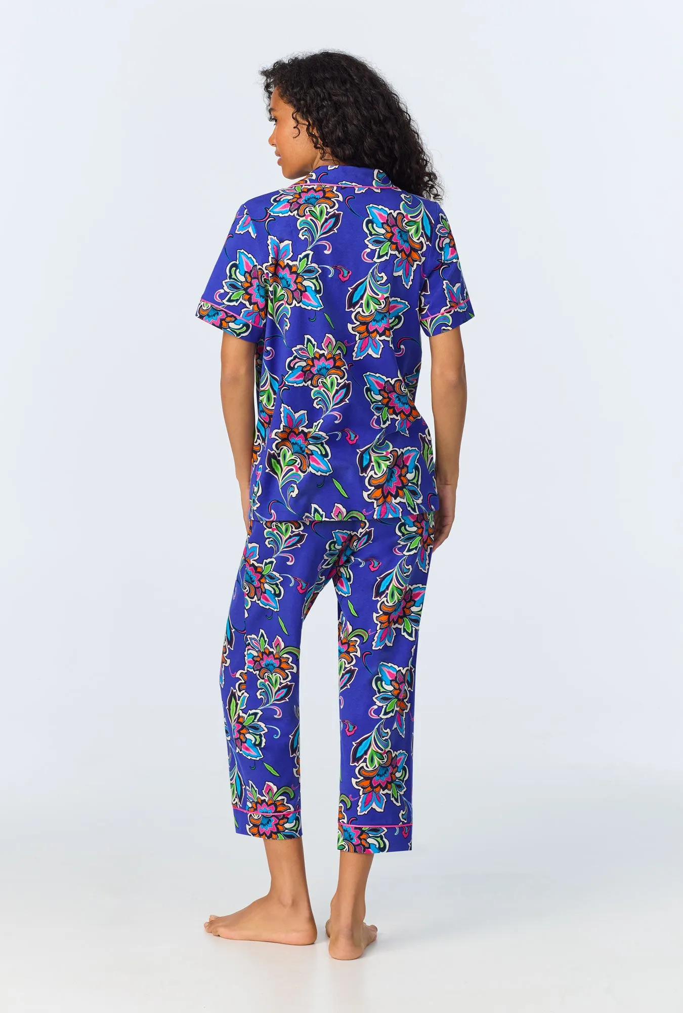 BedHead x Trina Turk Paisley Flower Short Sleeve Classic Stretch Jersey Cropped PJ Set sold by BedHead product image thumbnail 3