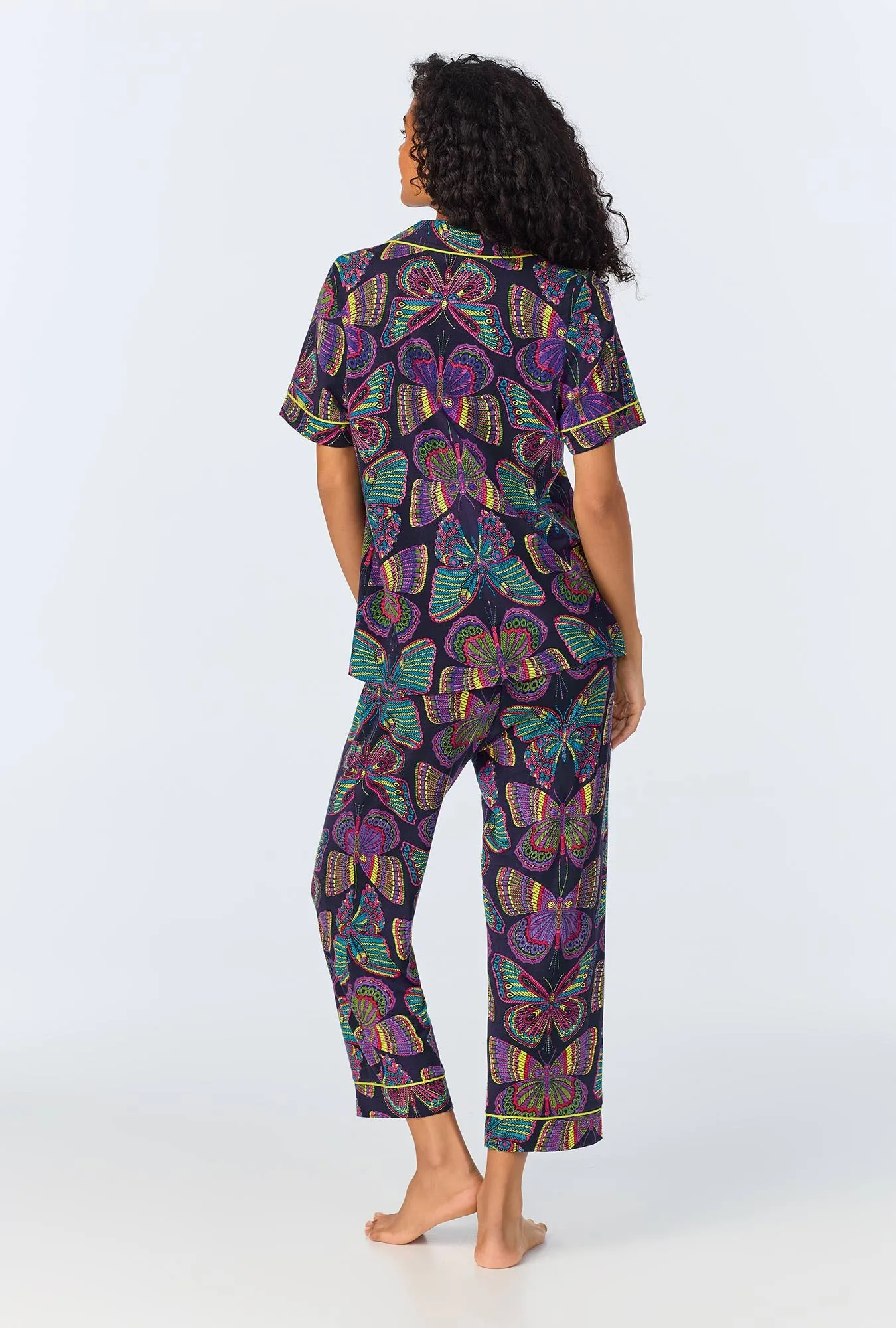 BedHead x Trina Turk Butterfly Short Sleeve Classic Stretch Jersey Cropped PJ Set sold by BedHead product image thumbnail 3