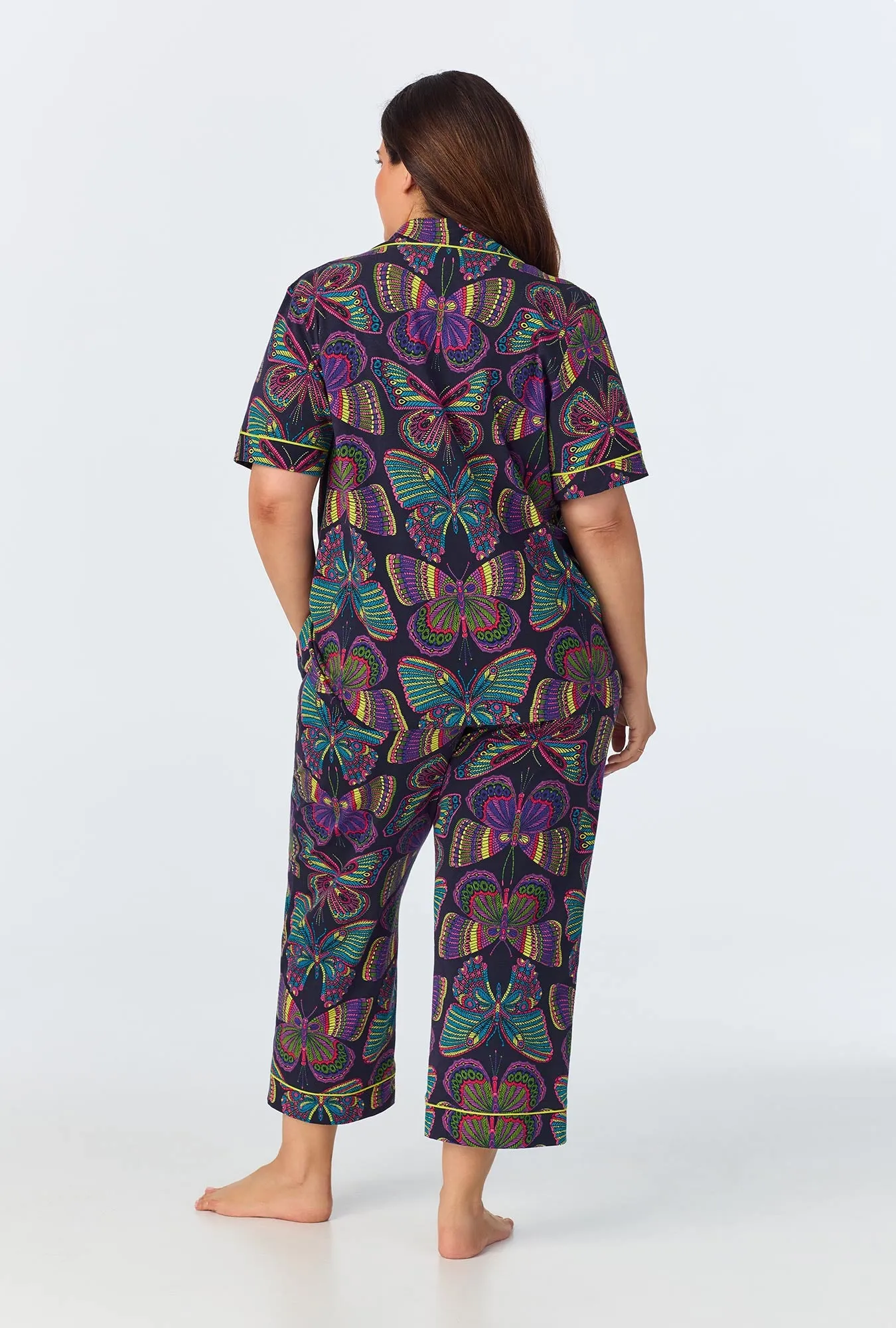 BedHead x Trina Turk Butterfly Short Sleeve Classic Stretch Jersey Cropped PJ Set sold by BedHead product image thumbnail 5