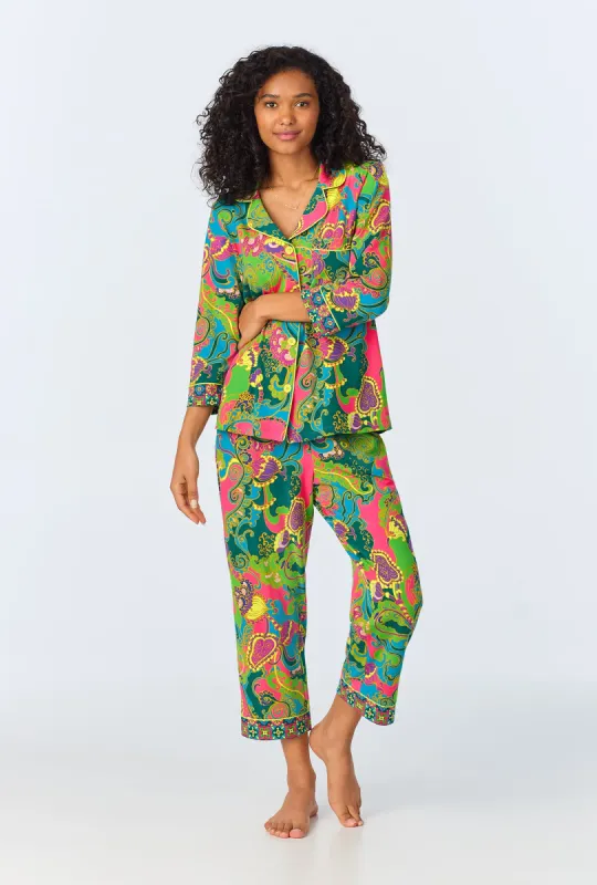 BedHead x Trina Turk Turkish Delight 3/4 Sleeve Classic Stretch Jersey Cropped PJ Set sold by BedHead