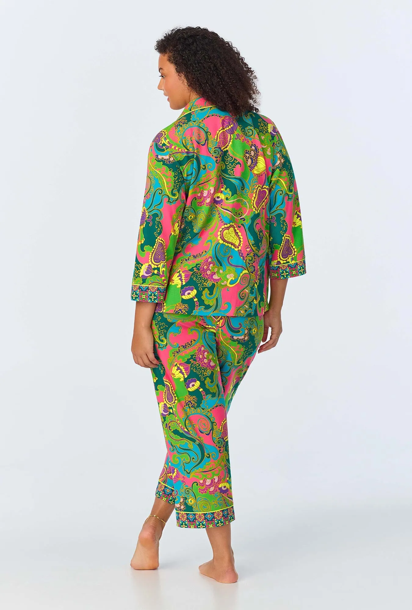 BedHead x Trina Turk Turkish Delight 3/4 Sleeve Classic Stretch Jersey Cropped PJ Set sold by BedHead product image thumbnail 5