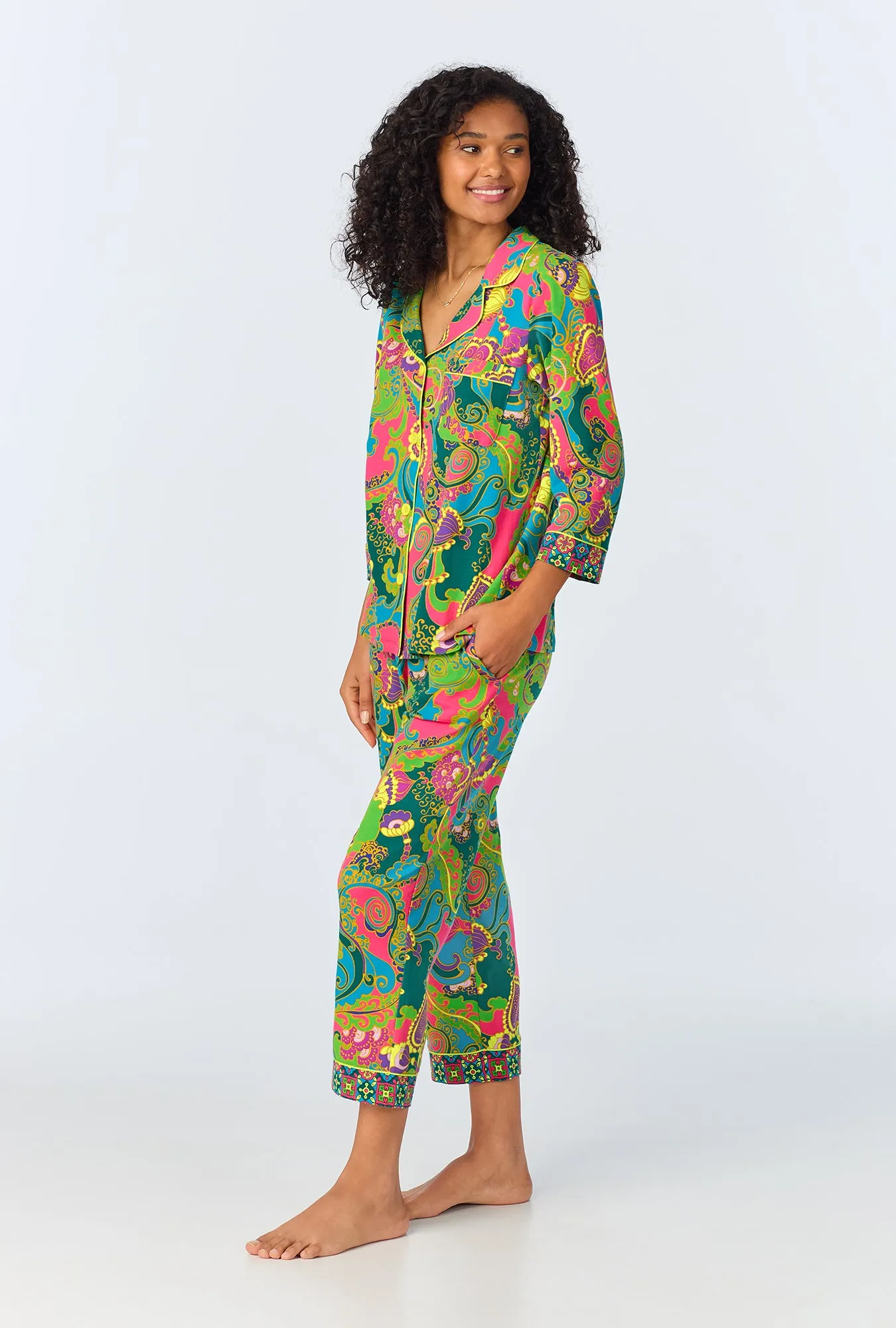 BedHead x Trina Turk Turkish Delight 3/4 Sleeve Classic Stretch Jersey Cropped PJ Set sold by BedHead product image thumbnail 2