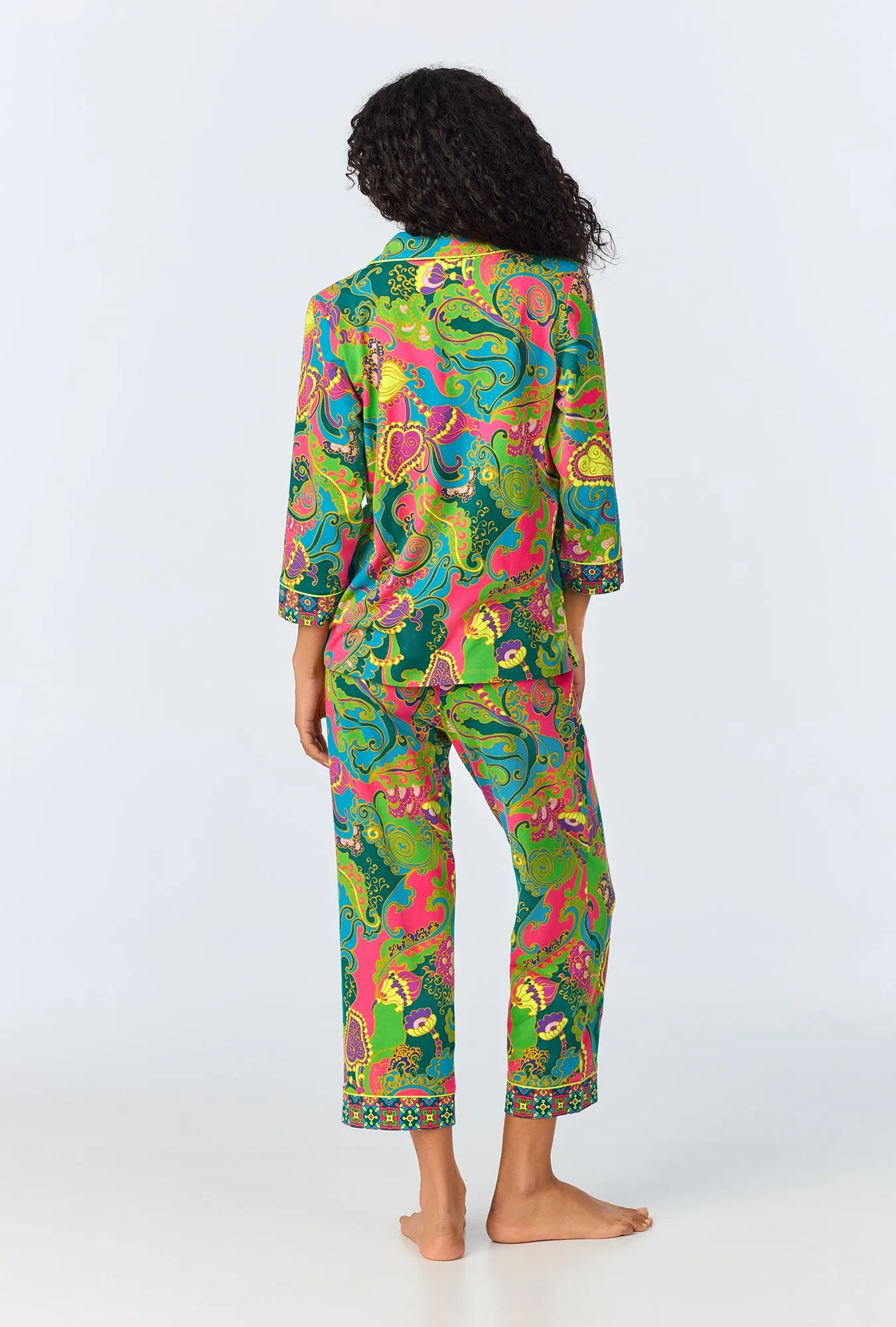 BedHead x Trina Turk Turkish Delight 3/4 Sleeve Classic Stretch Jersey Cropped PJ Set sold by BedHead product image thumbnail 3