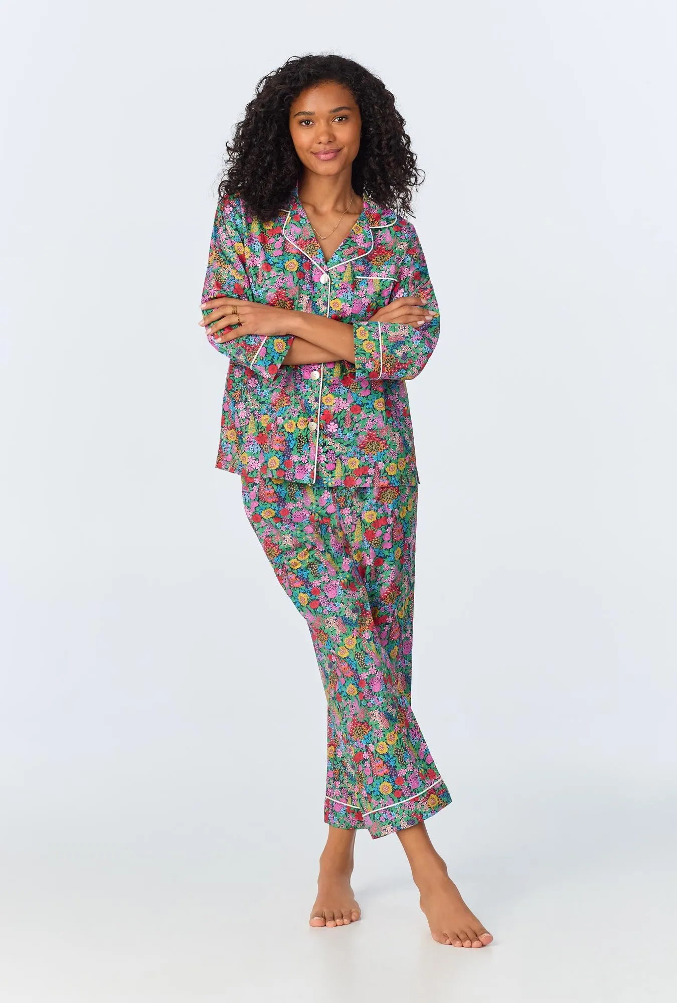 Ciara May 3/4 Classic Woven Cotton Tana Lawn Cropped PJ Set Made with Liberty Fabrics sold by BedHead