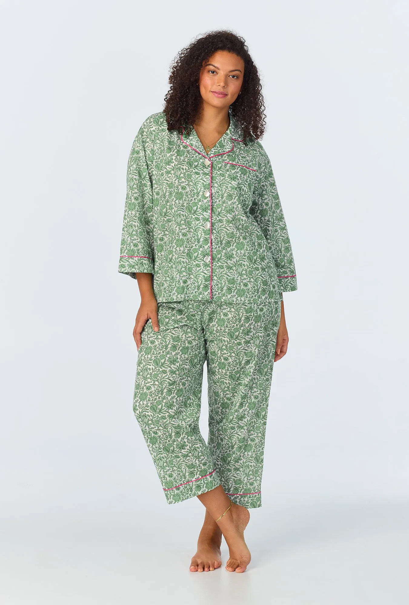 Sambourne May 3/4 Classic Woven Cotton Tana Lawn Cropped PJ Set Made with Liberty Fabrics sold by BedHead product image thumbnail 4