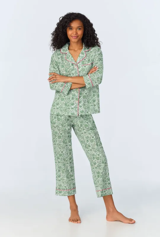 Sambourne May 3/4 Classic Woven Cotton Tana Lawn Cropped PJ Set Made with Liberty Fabrics sold by BedHead