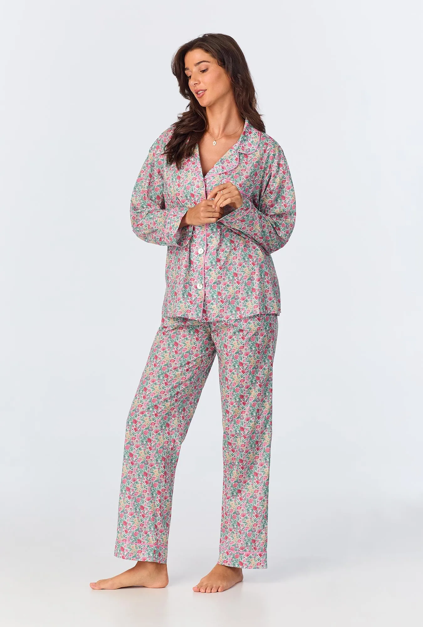 Florence May Long Sleeve Classic Woven Cotton Tana Lawn Long PJ Set Made with Liberty Fabrics sold by BedHead product image thumbnail 2