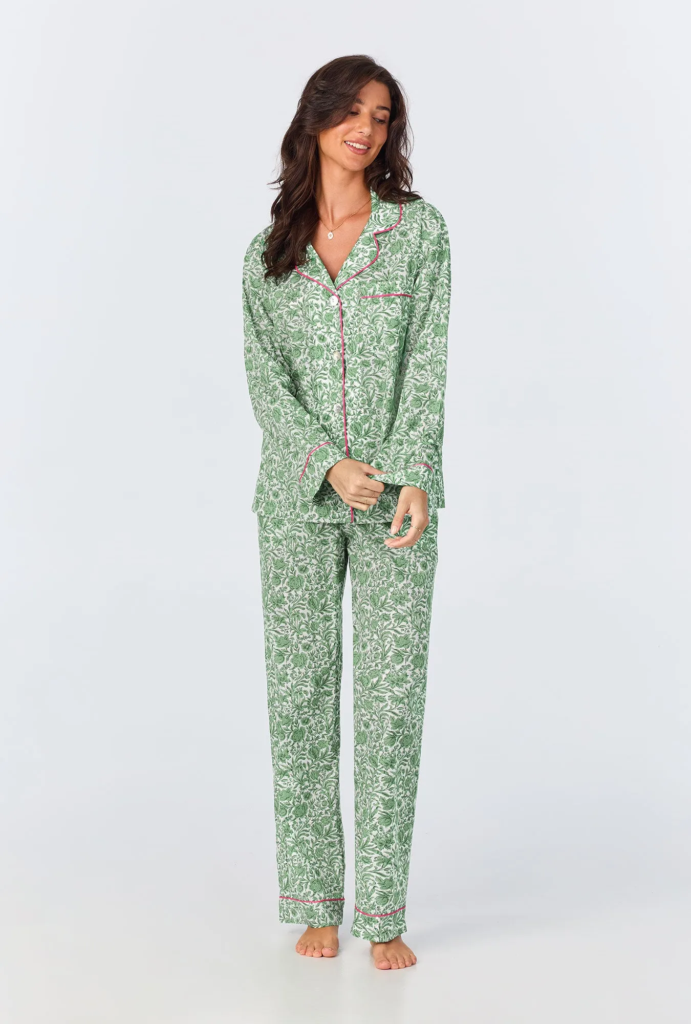 Sambourne Long Sleeve Classic Woven Cotton Tana Lawn Long PJ Set Made with Liberty Fabrics sold by BedHead product image thumbnail 2