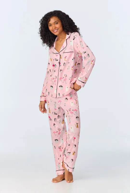 Party Animals Long Sleeve Classic Stretch Jersey PJ Set sold by BedHead