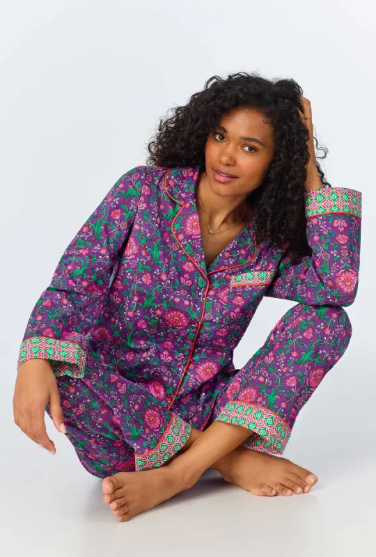 Floral Wonderland Long Sleeve Classic Woven Cotton Poplin Long PJ Set sold by BedHead