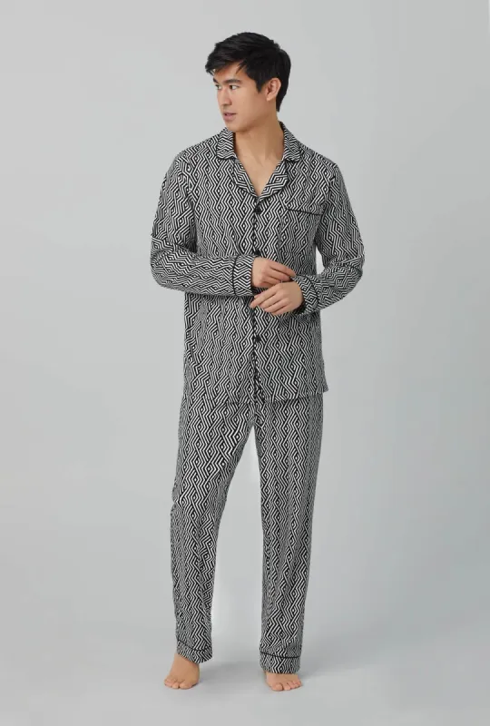Diamond Deco Men's Long Sleeve Classic Stretch Jersey PJ Set sold by BedHead