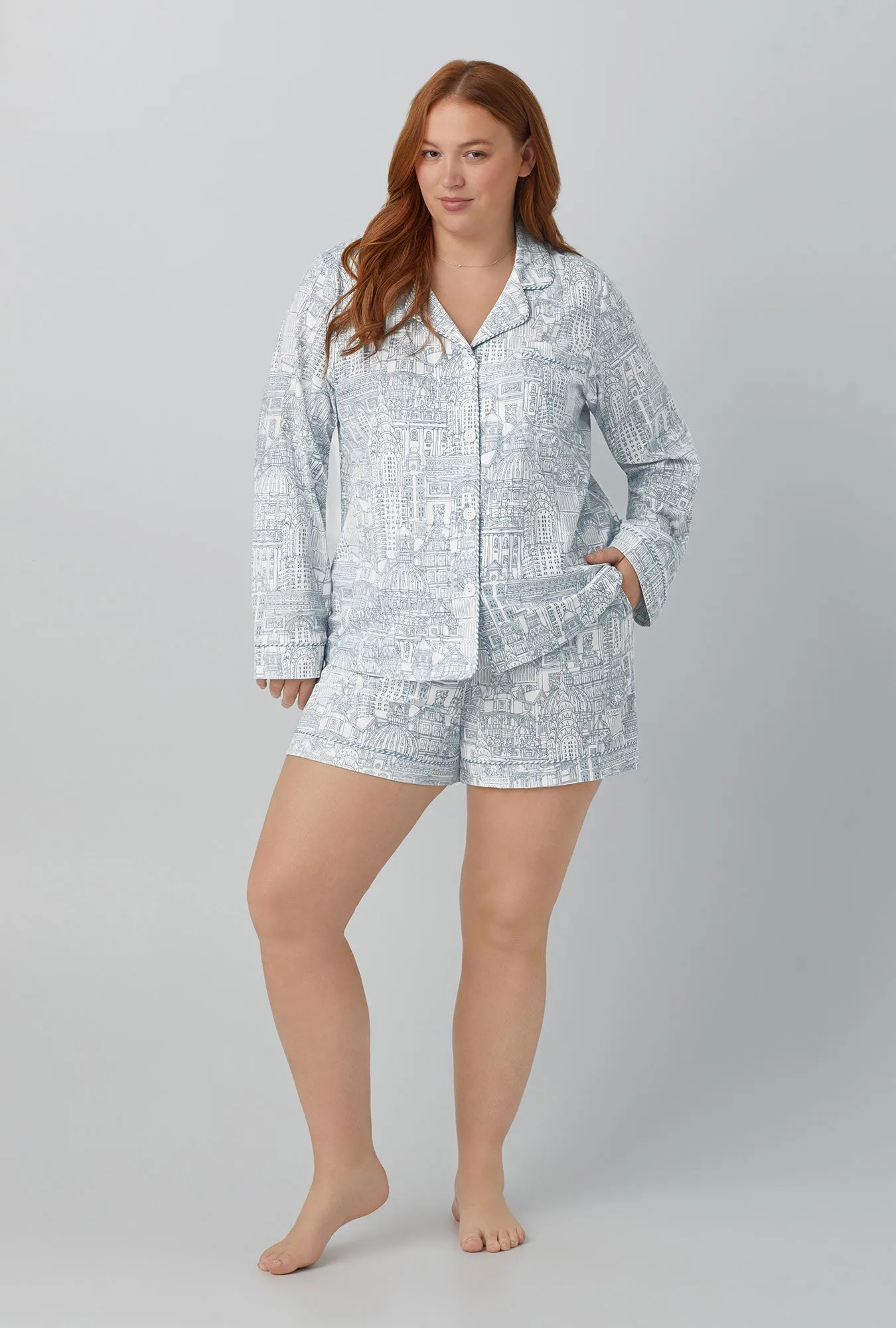 Travel Log Long Sleeve Classic Stretch Jersey Short PJ Set sold by BedHead product image thumbnail 5