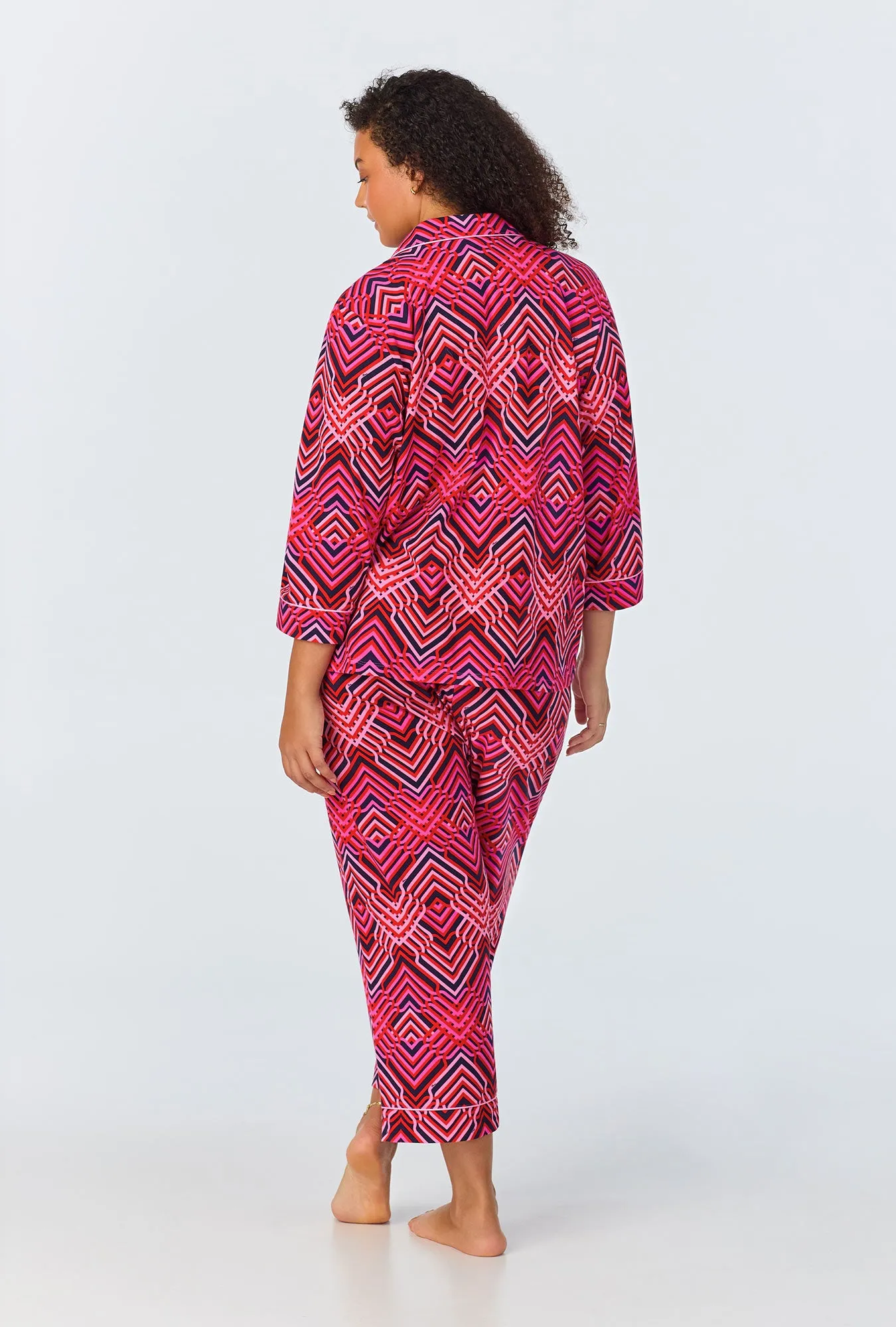 BedHead x Trina Turk Geo Trellis 3/4 Sleeve Classic Stretch Jersey Cropped PJ Set sold by BedHead product image thumbnail 5