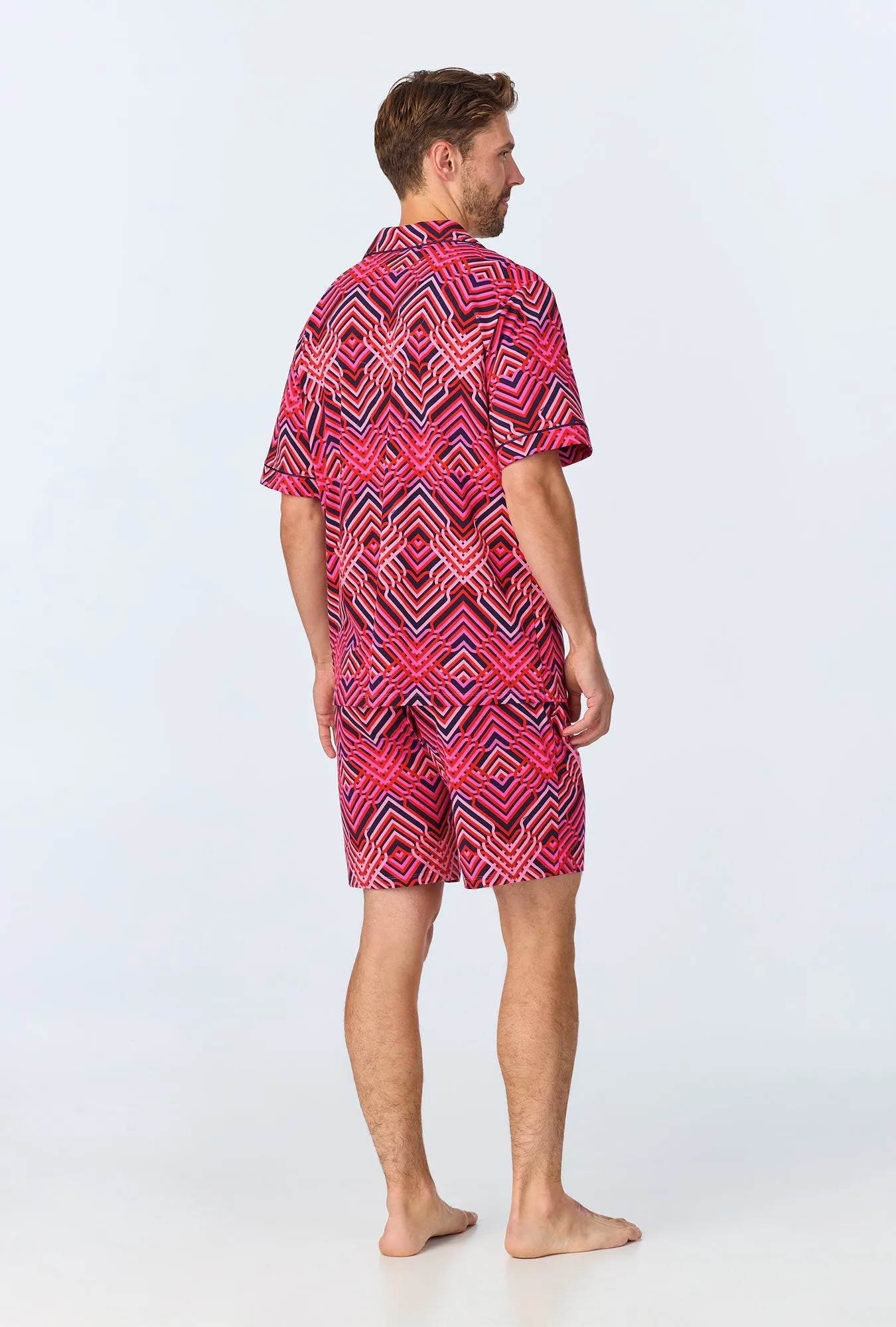 BedHead x Mr. Turk Geo Trellis Men's Short Sleeve Notch Stretch Jersey Short PJ Set sold by BedHead product image thumbnail 3