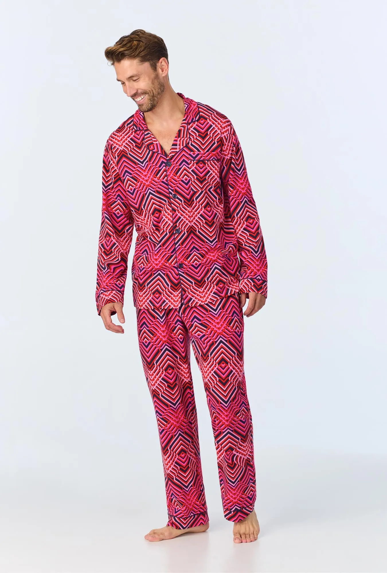 BedHead x Mr. Turk Geo Trellis Men's Long Sleeve Classic Stretch Jersey PJ Set sold by BedHead product image thumbnail 2