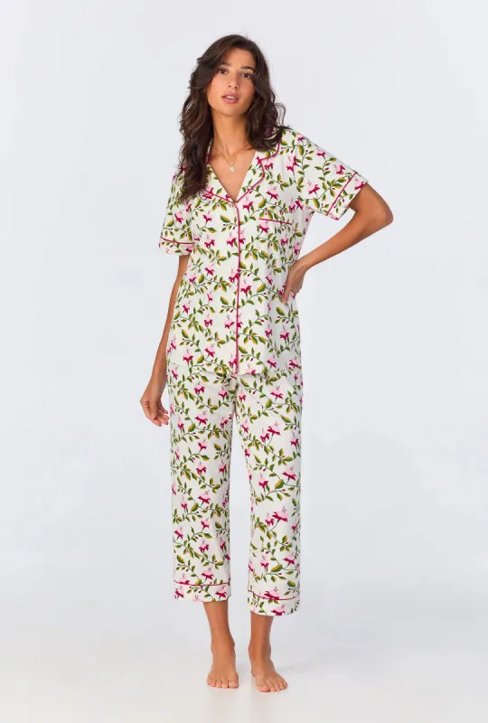 Dancing Fuchsias Short Sleeve Classic Stretch Jersey Cropped PJ Set sold by BedHead
