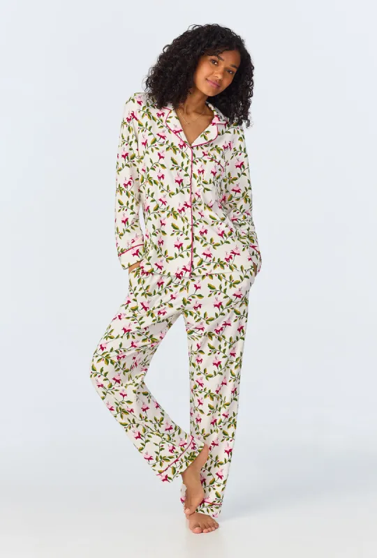 Dancing Fuchsias Long Sleeve Classic Stretch Jersey Long PJ Set sold by BedHead