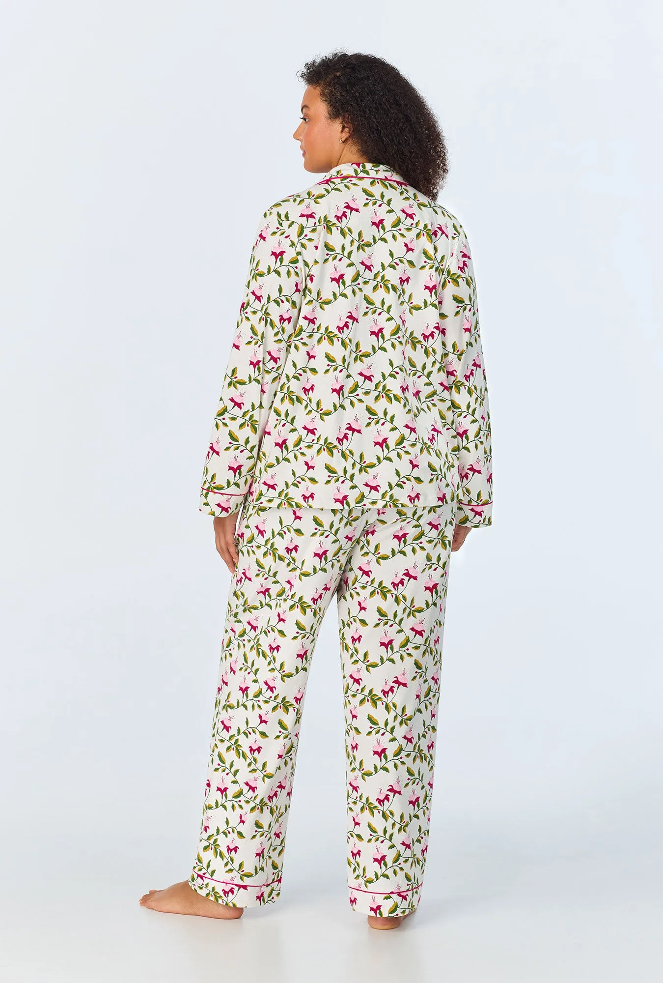 Dancing Fuchsias Long Sleeve Classic Stretch Jersey Long PJ Set sold by BedHead product image thumbnail 5