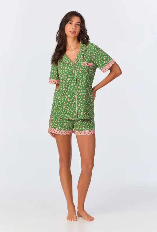 Green Starlight Short Sleeve Classic Shorty Stretch Jersey PJ Set sold by BedHead