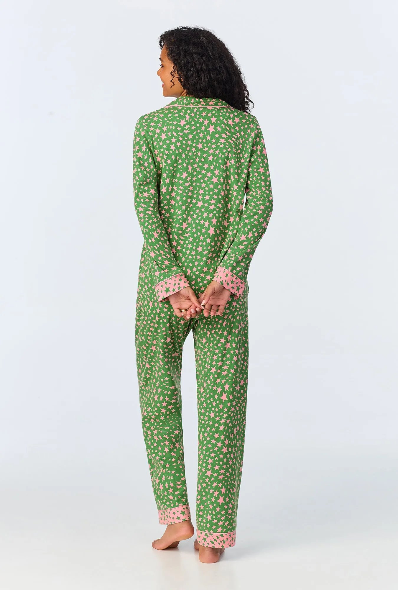 Green Starlight Long Sleeve Classic Stretch Jersey Long PJ Set sold by BedHead product image thumbnail 3