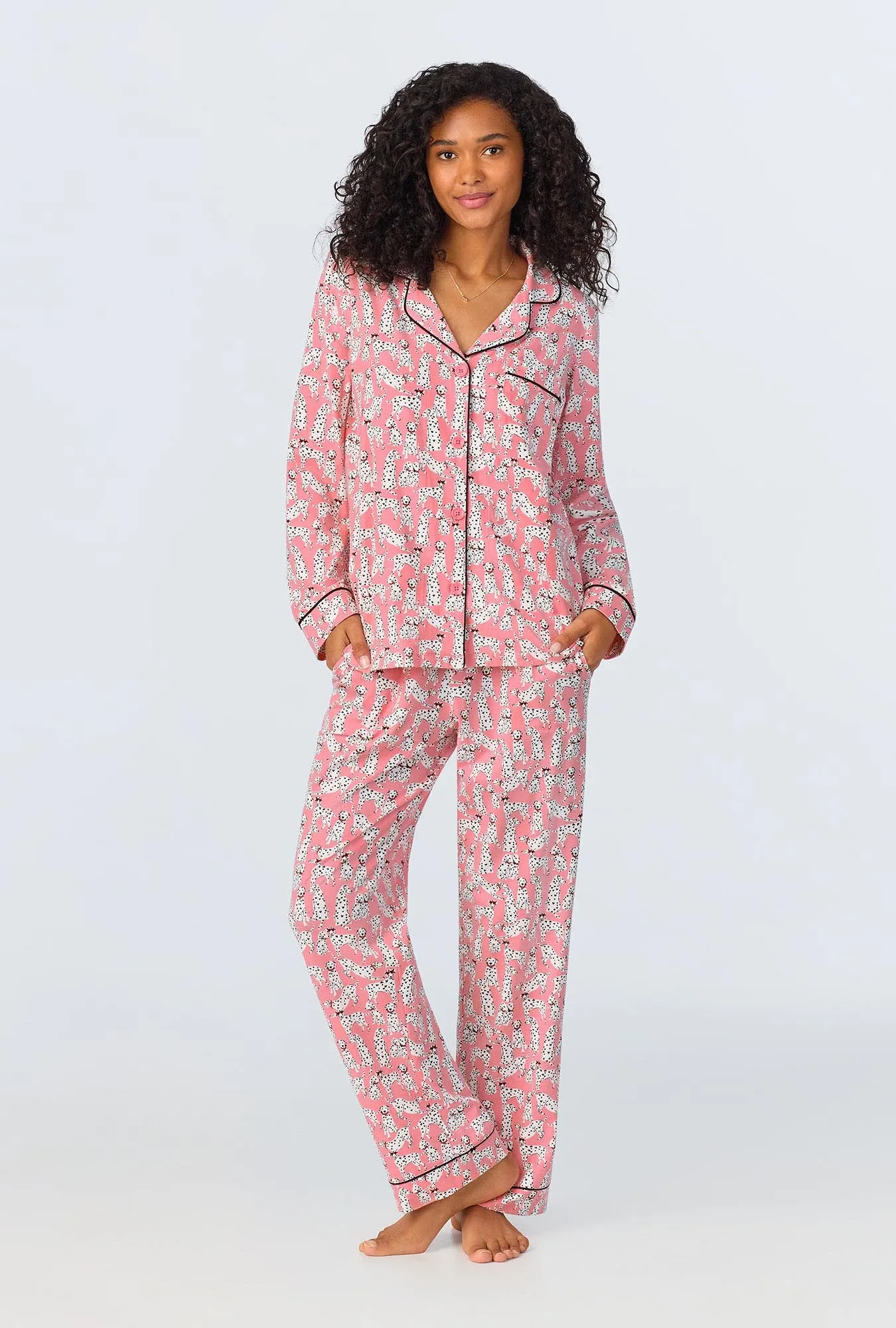 Love Spot Long Sleeve Classic Stretch Jersey Long PJ Set sold by BedHead