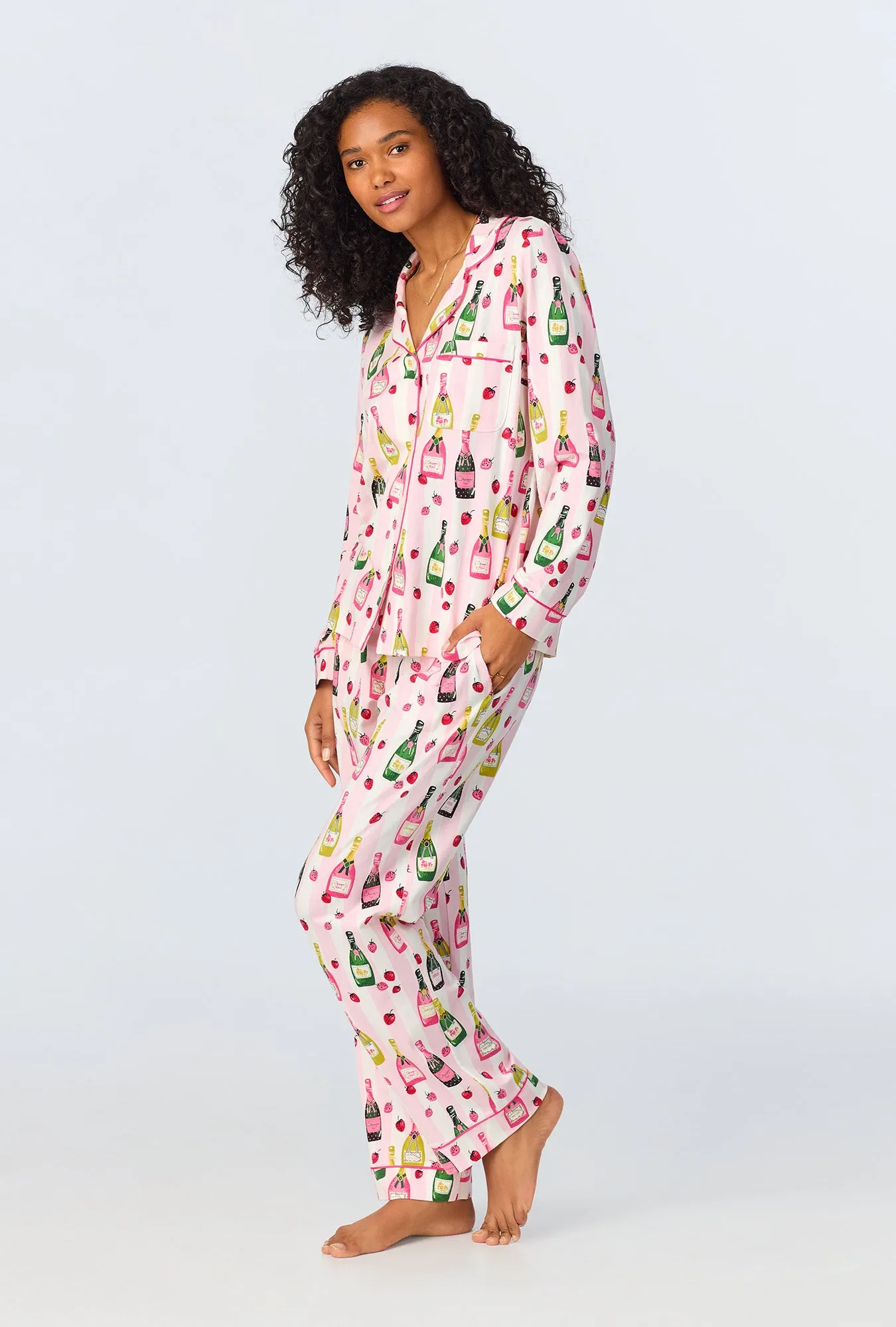 Champagne Toast Long Sleeve Classic Stretch Jersey Long PJ Set sold by BedHead product image thumbnail 2