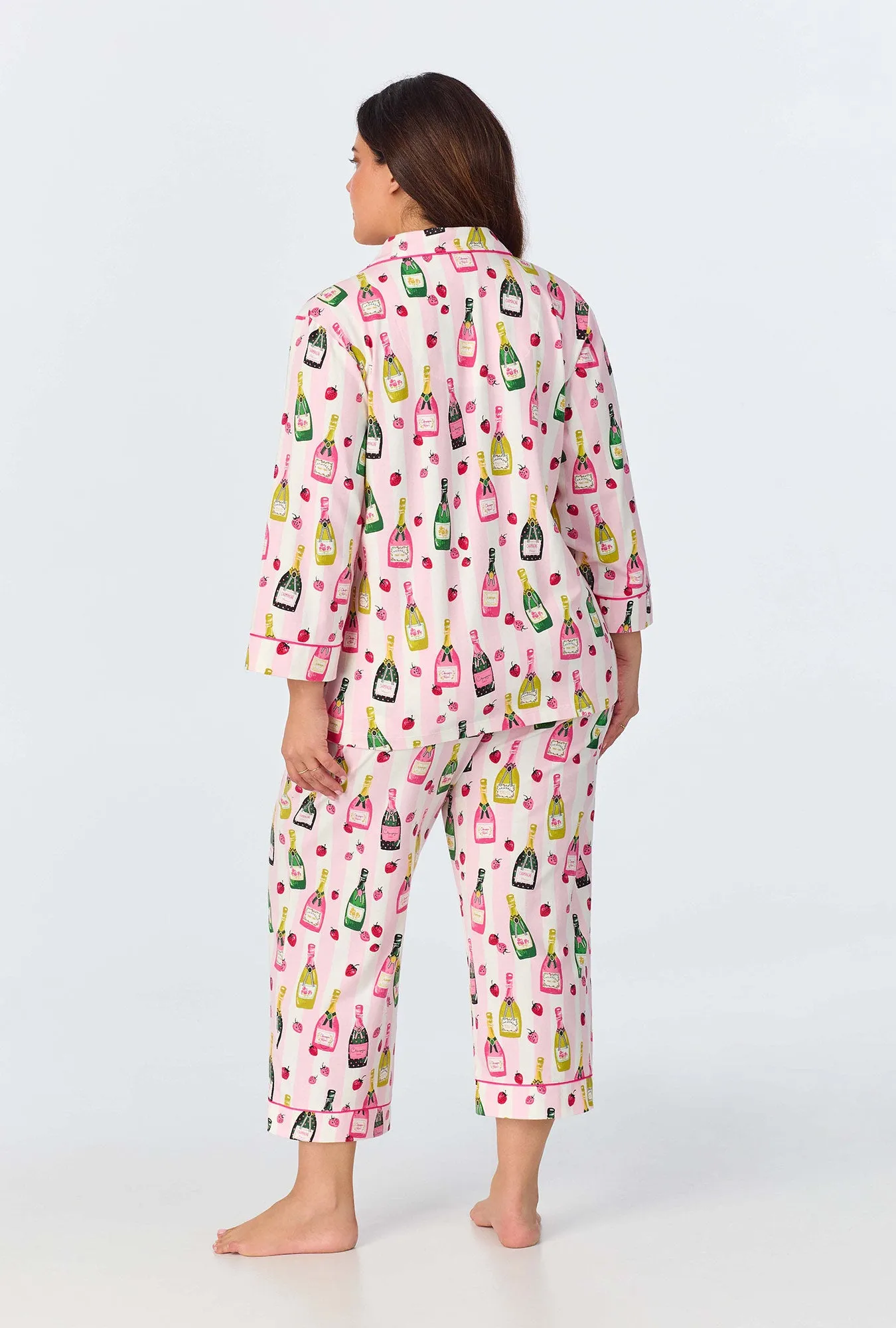 Champagne Toast 3/4 Sleeve Classic Stretch Jersey Cropped PJ Set sold by BedHead product image thumbnail 5