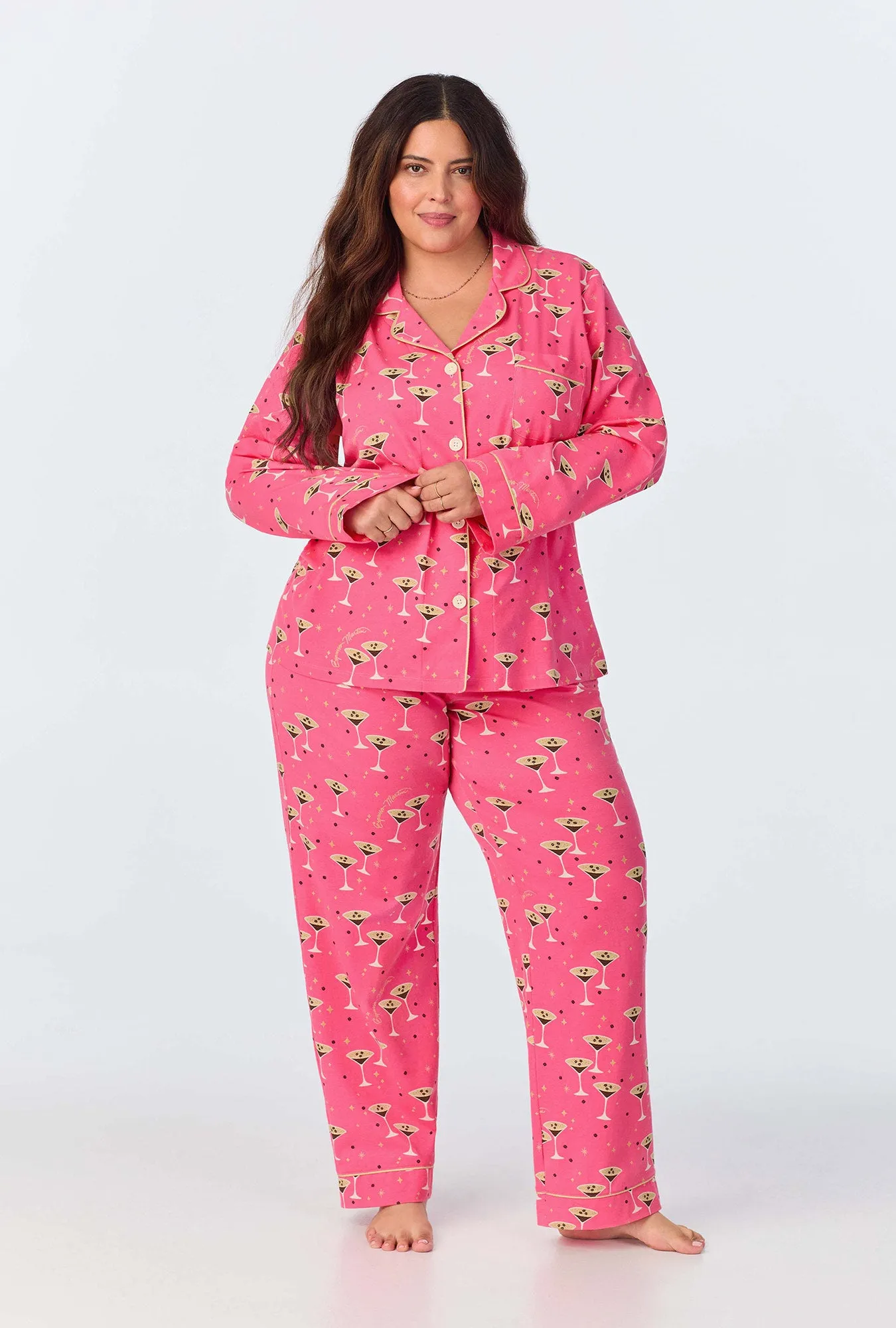 Espresso Martini Long Sleeve Classic Stretch Jersey Long PJ Set sold by BedHead product image thumbnail 5