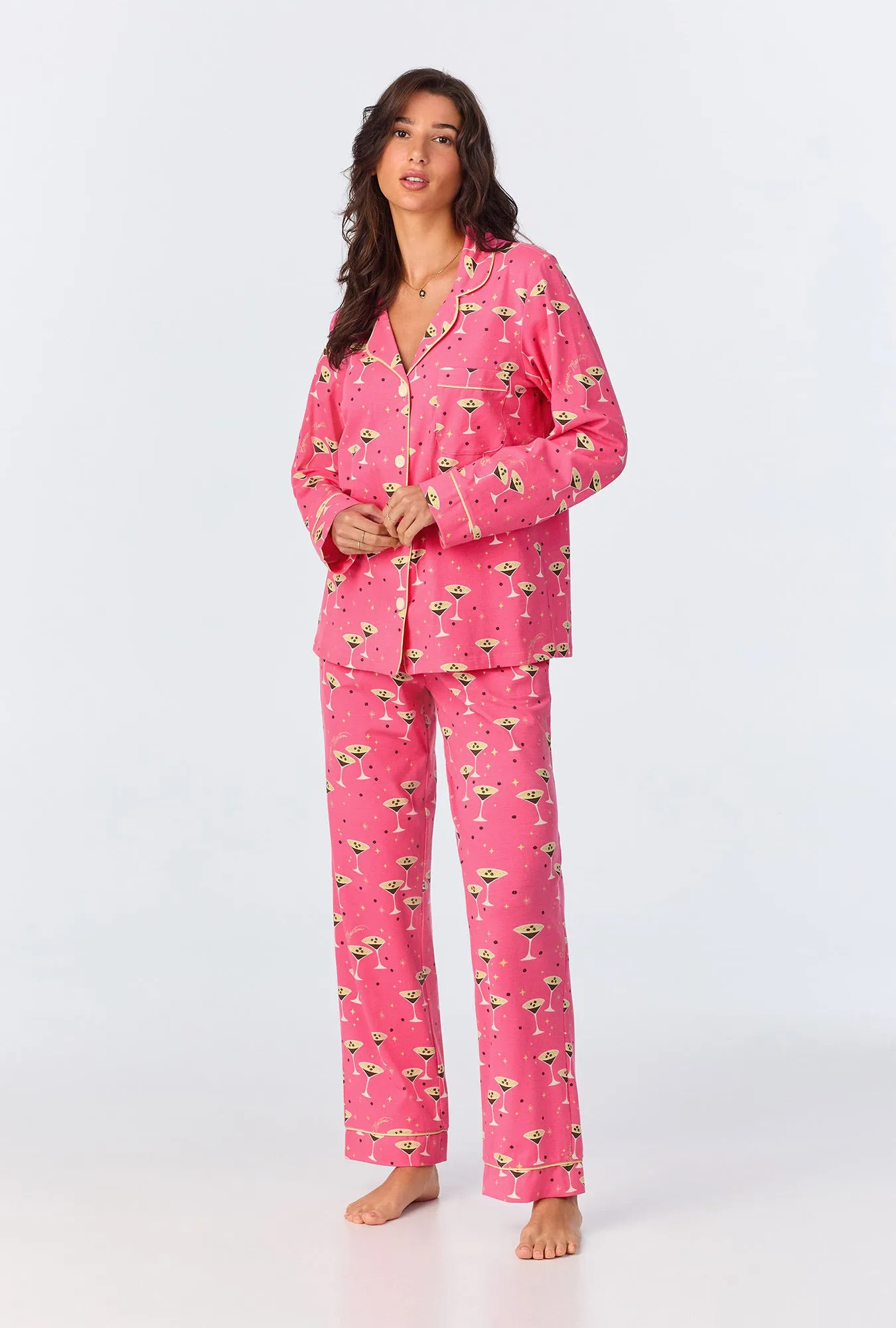 Espresso Martini Long Sleeve Classic Stretch Jersey Long PJ Set sold by BedHead product image thumbnail 2