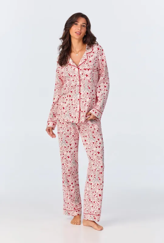 Paris Je Taime Long Sleeve Classic Stretch Jersey Long PJ Set sold by BedHead