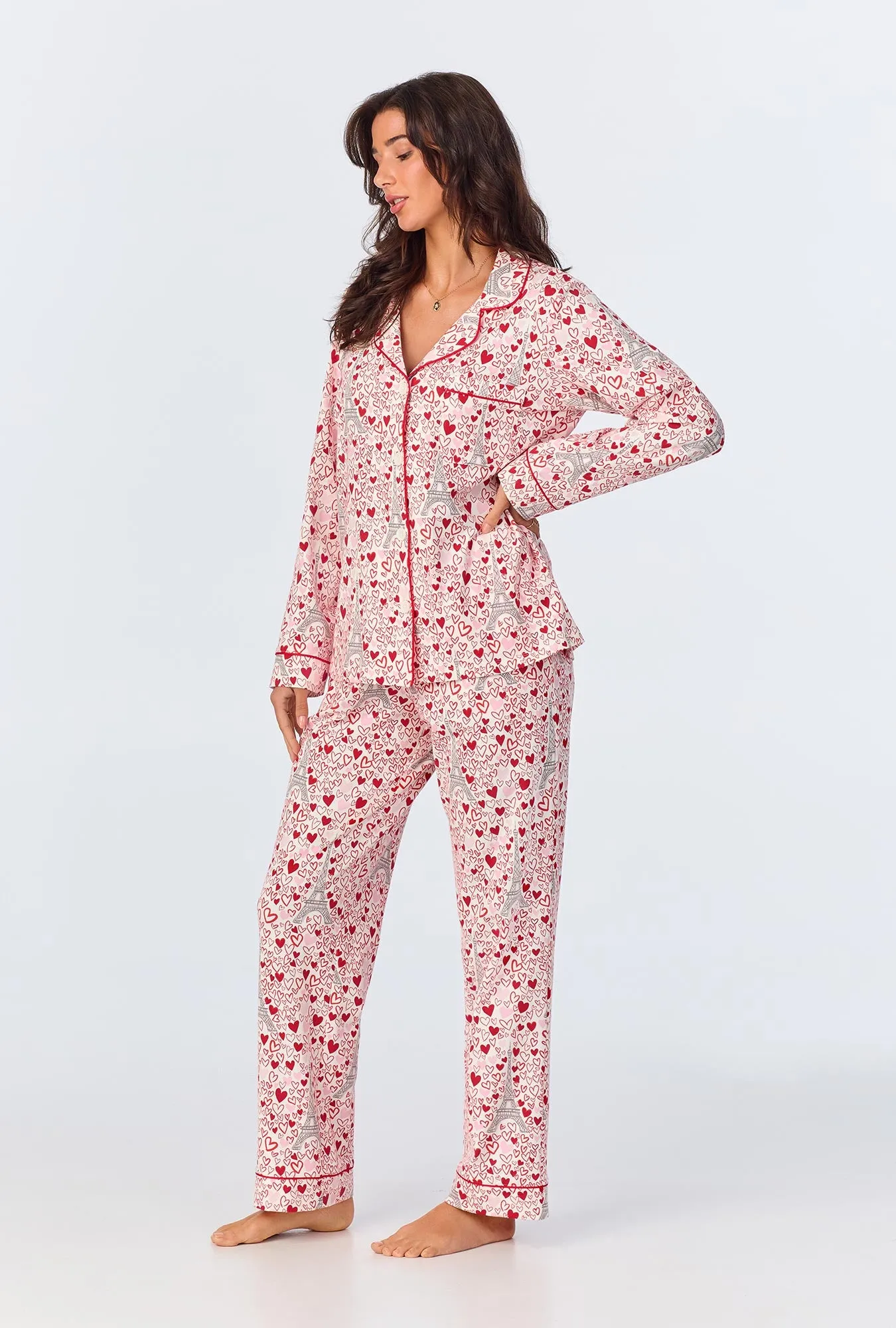 Paris Je Taime Long Sleeve Classic Stretch Jersey Long PJ Set sold by BedHead product image thumbnail 2
