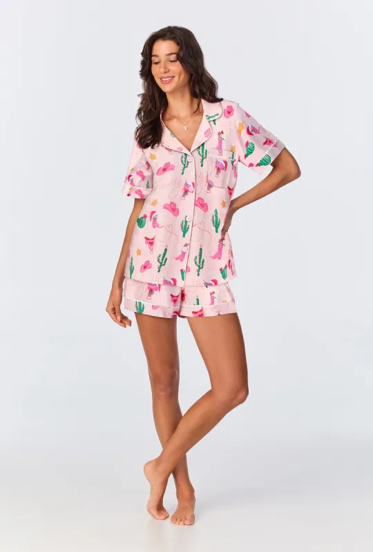 Christmas Cowgirl Short Sleeve Classic Stretch Jersey Short PJ Set sold by BedHead