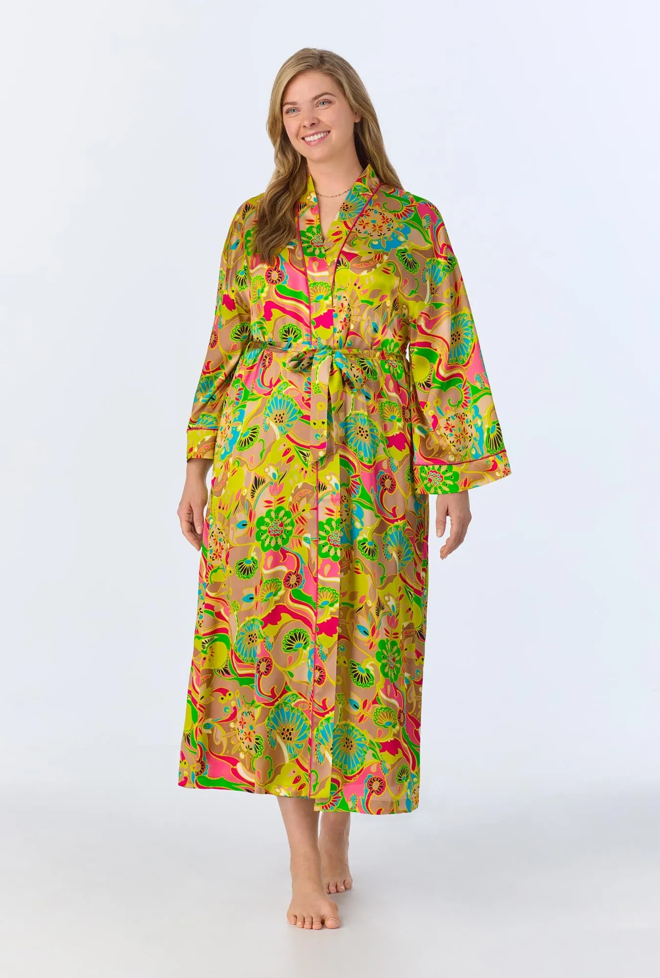 BedHead x Trina Turk Heritage Woven Washable Silk Satin Robe sold by BedHead product image thumbnail 5