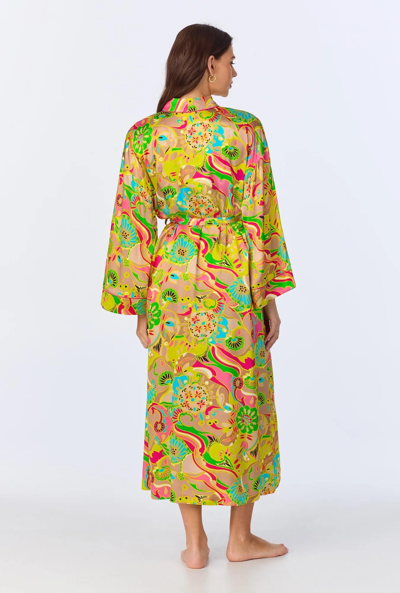 BedHead x Trina Turk Heritage Woven Washable Silk Satin Robe sold by BedHead product image thumbnail 3